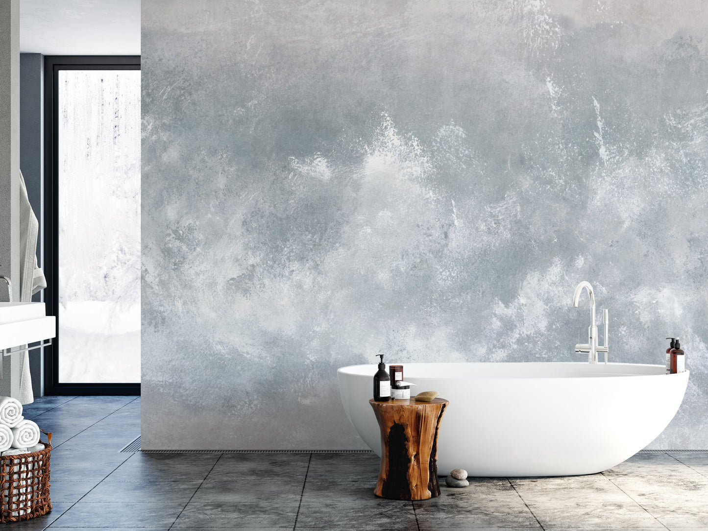 Contemporary Misty Concrete Wall Mural