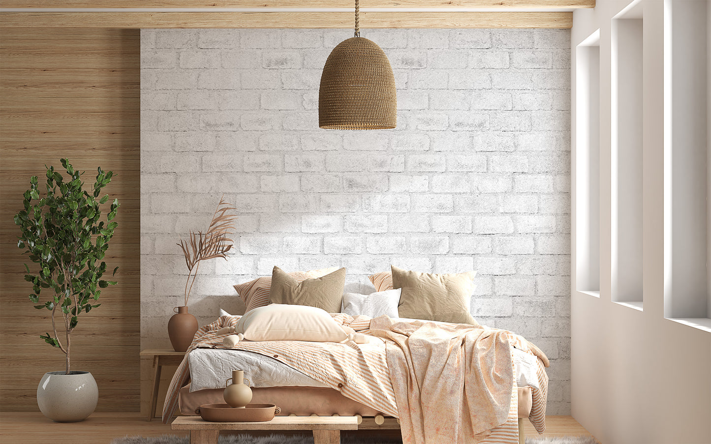 White brick texture wallpaper for cozy living spaces