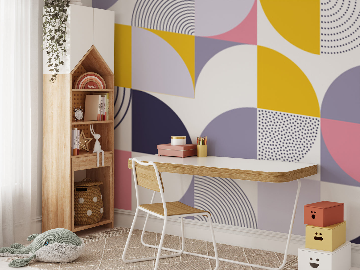 Fun Geometric Rainbow Wallpaper for Kids Rooms