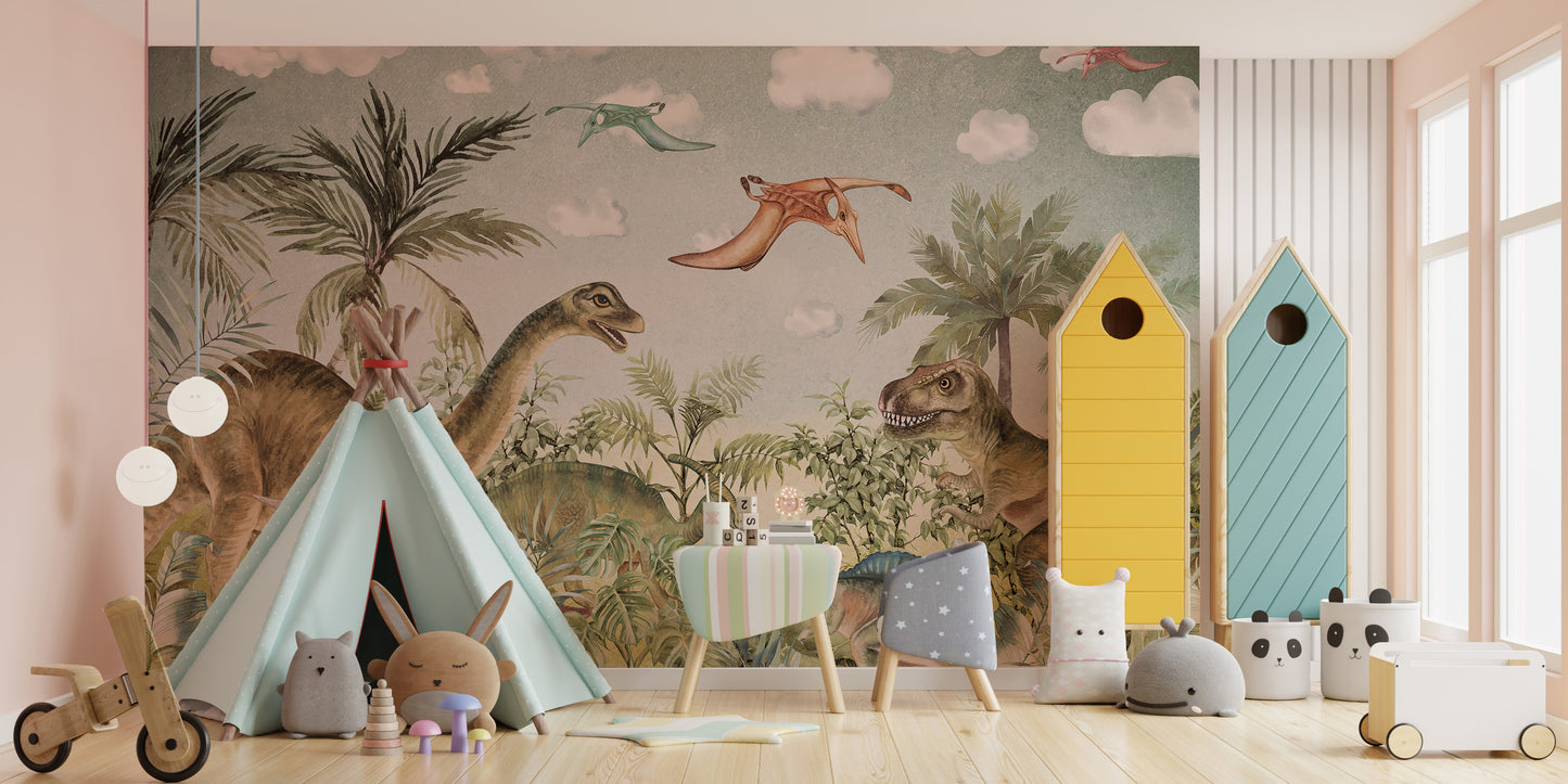 Dinosaur kids room wallpaper