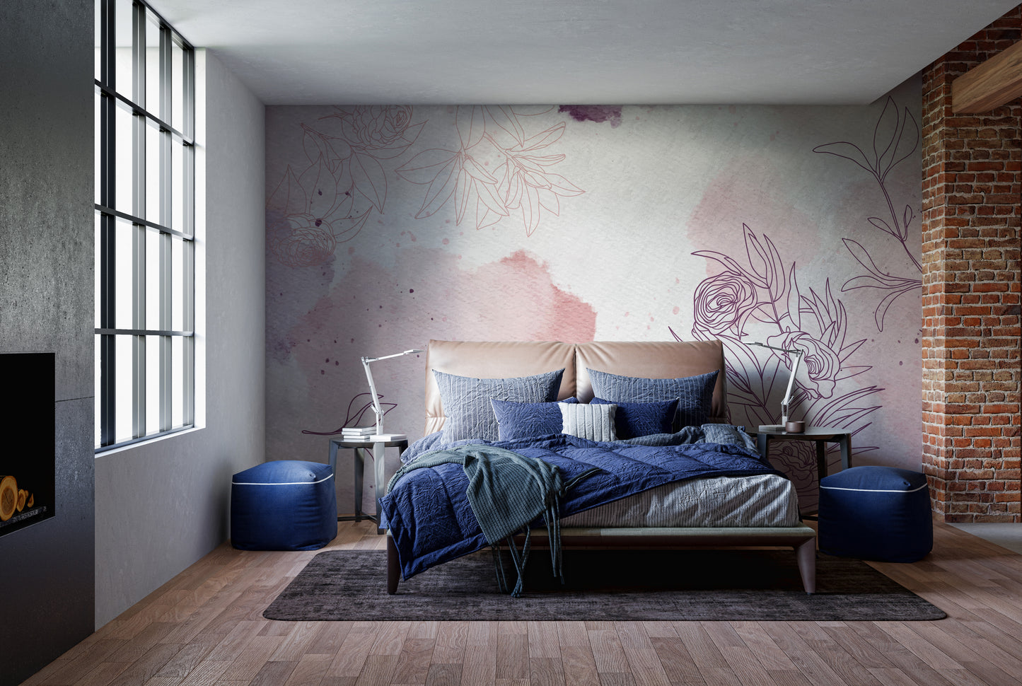Soft flower wallpaper for walls
