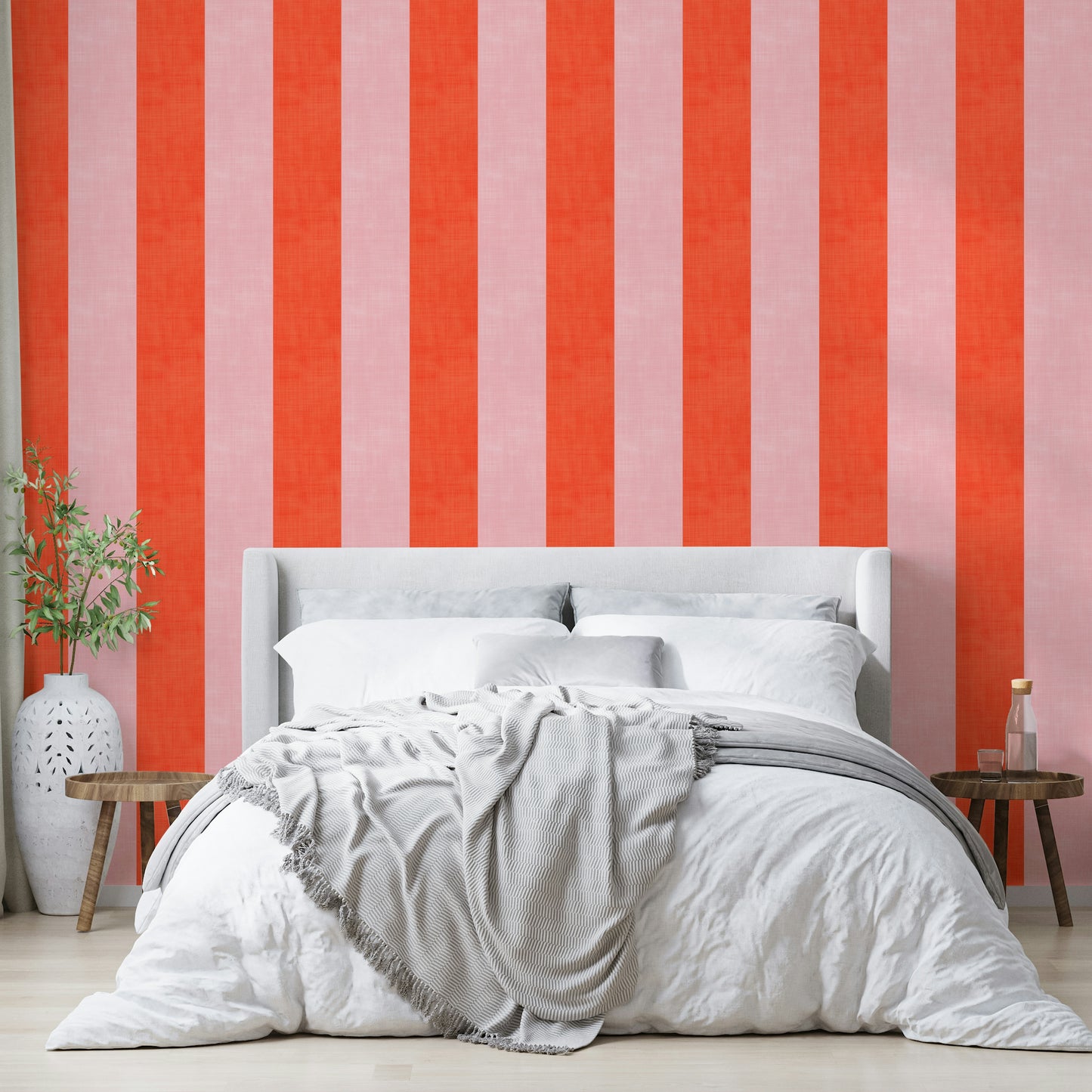 Red and pink stripe wallpaper design