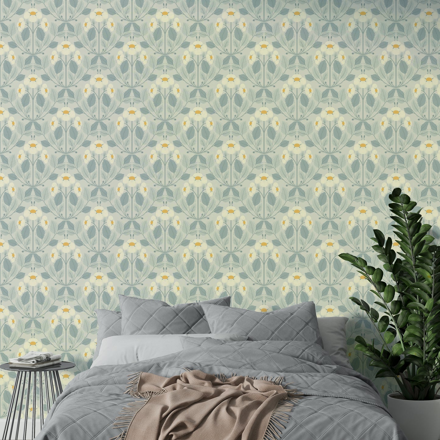 Subtle Mist Leaf Strawberry Folk wallpaper