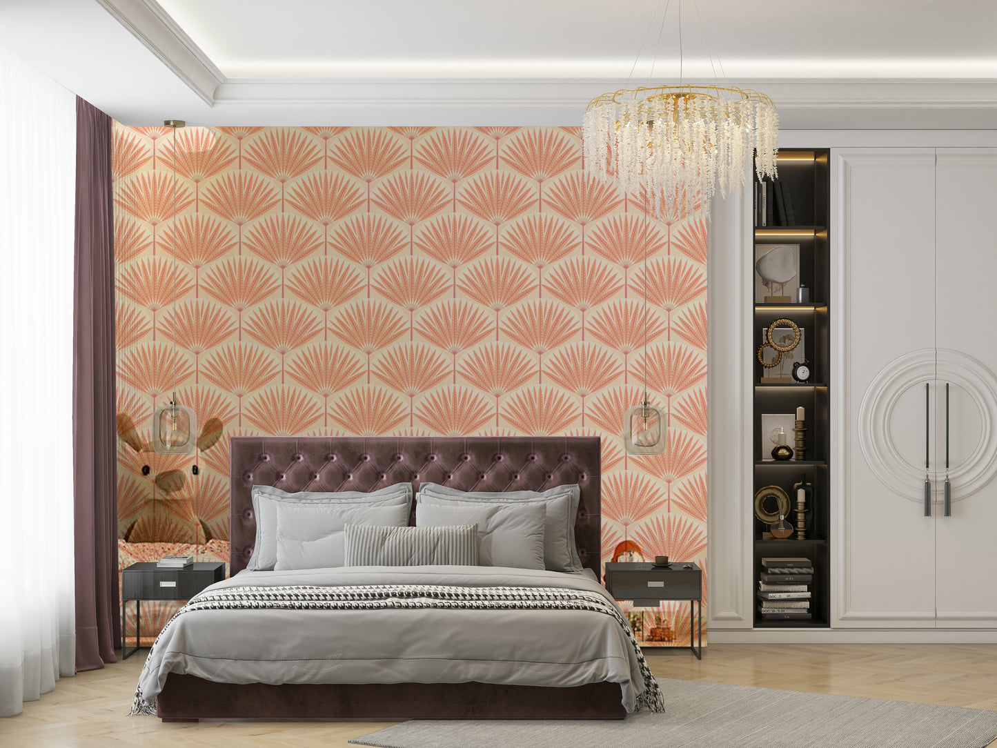 Vibrant pink palm fronds wallpaper