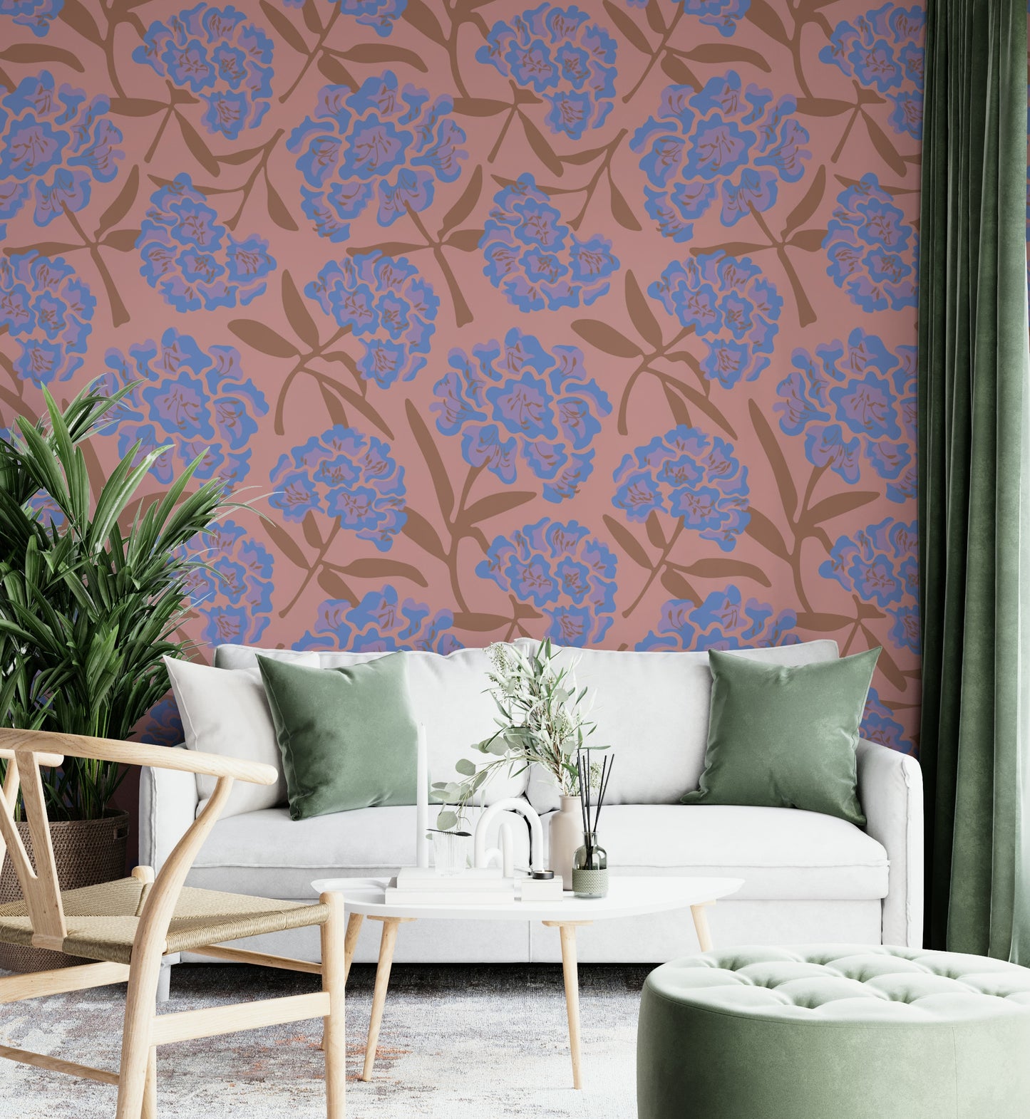 Easy-install retro floral wallpaper