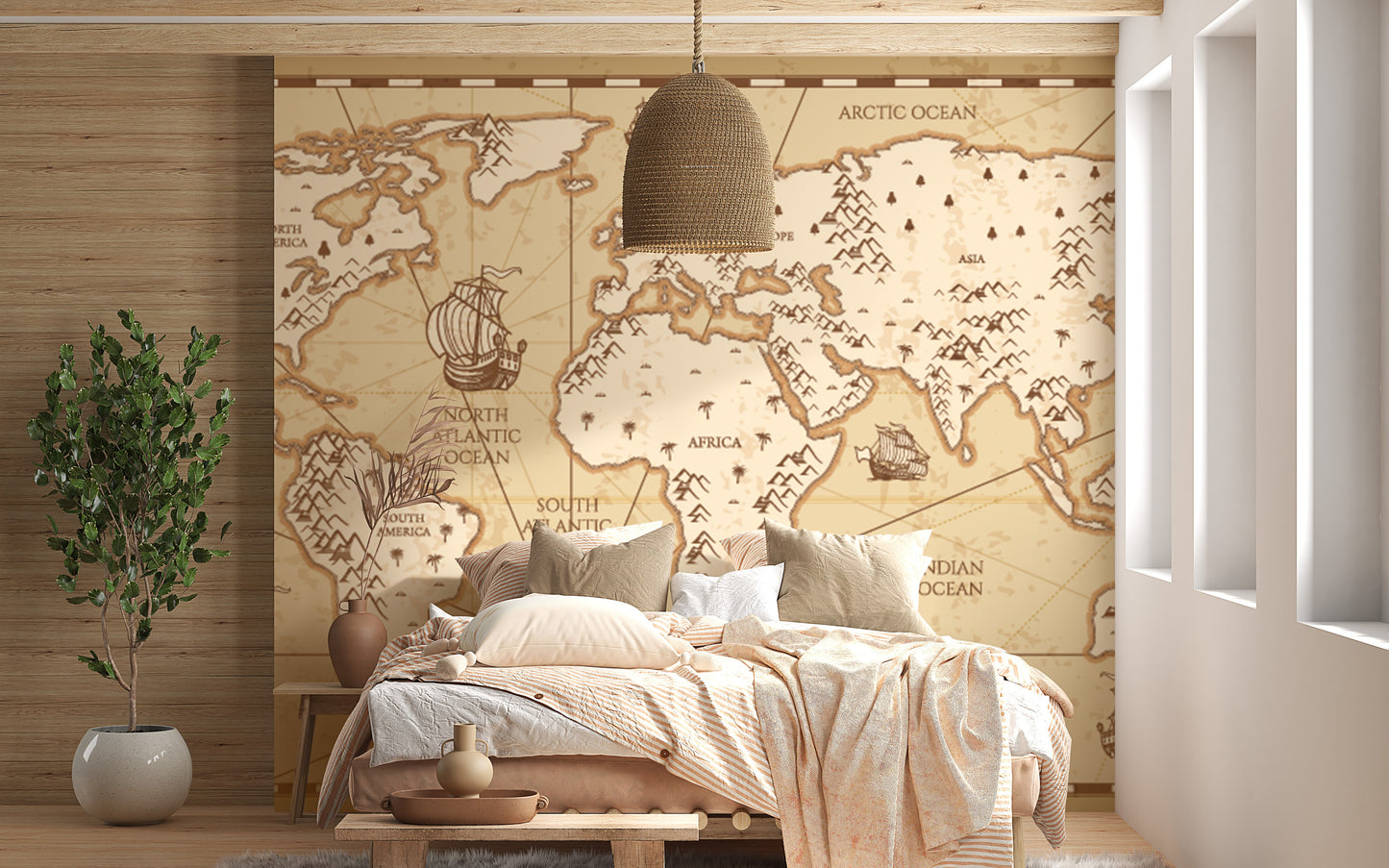 Vintage World Map Wallpaper For Walls - Giffywalls