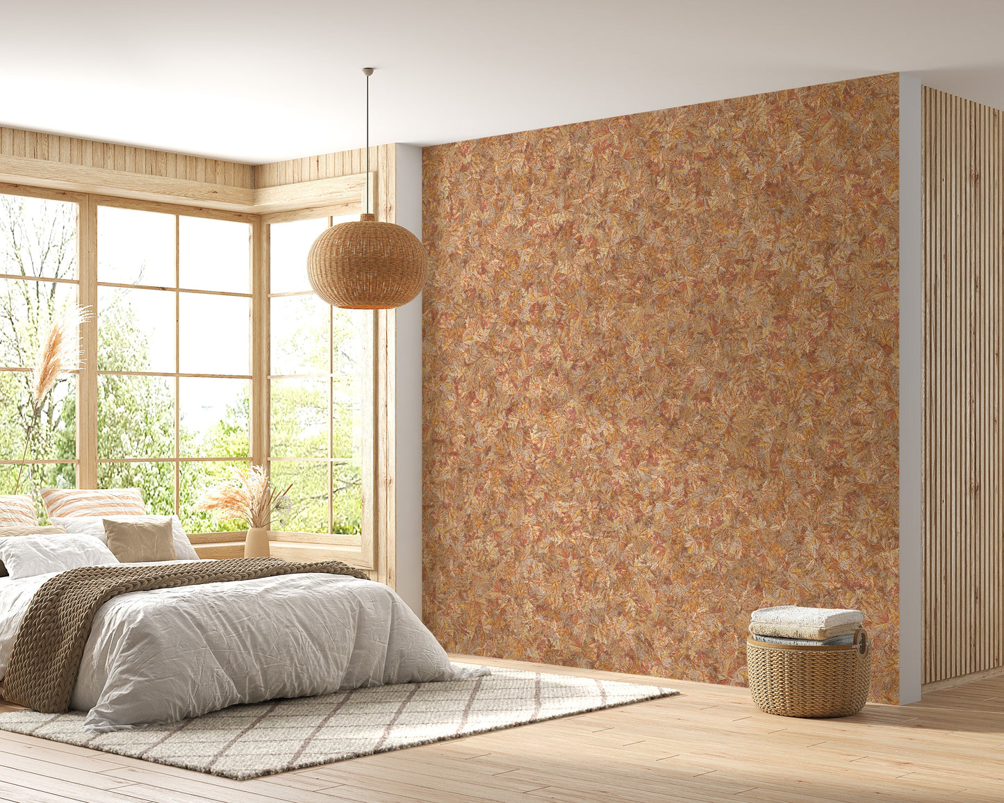 Soft brown leaf texture wallpaper mural