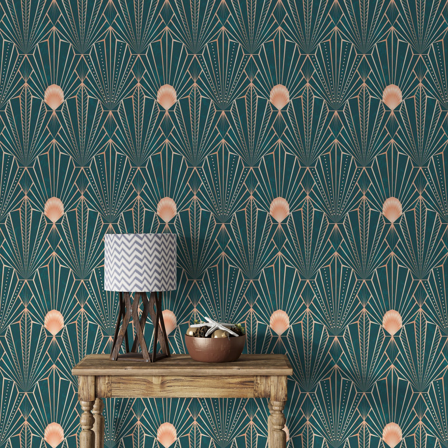 Art Deco Teal & Rose Gold Geometric - The New Twenties