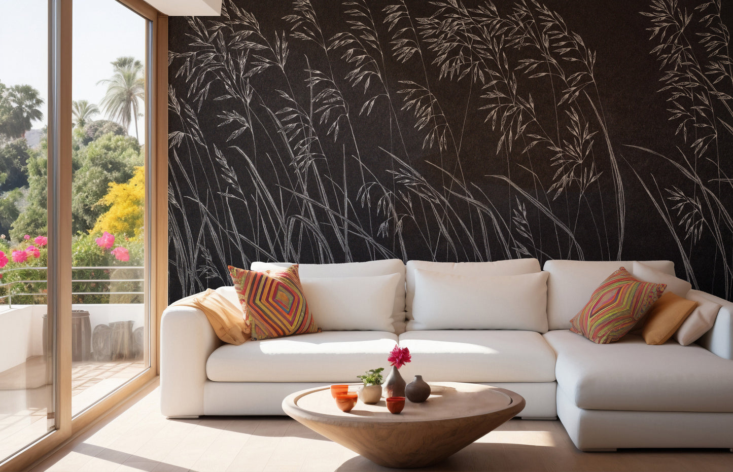 Moody Dark Reeds Mural Wallpaper