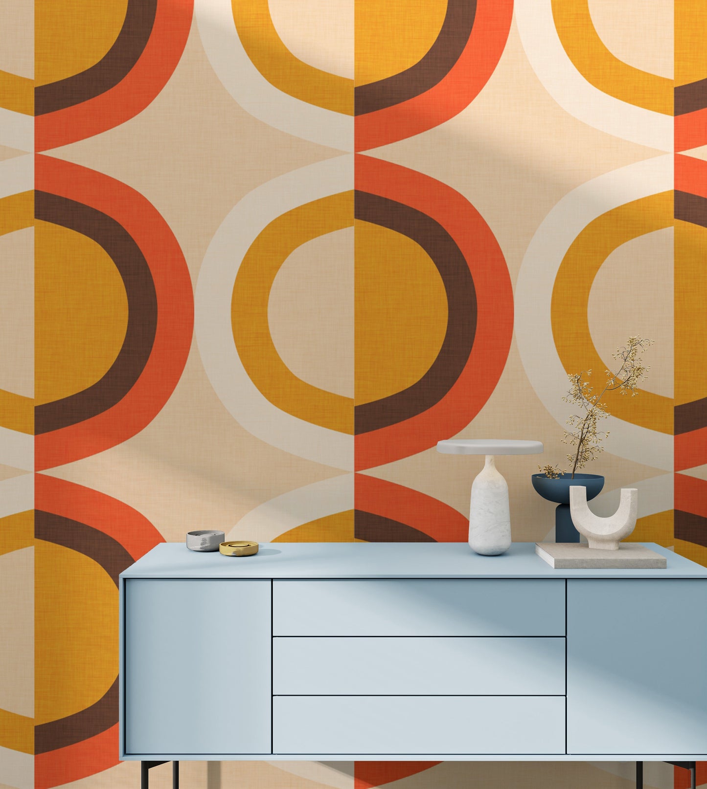 Orange and yellow geometric modern wallpaper