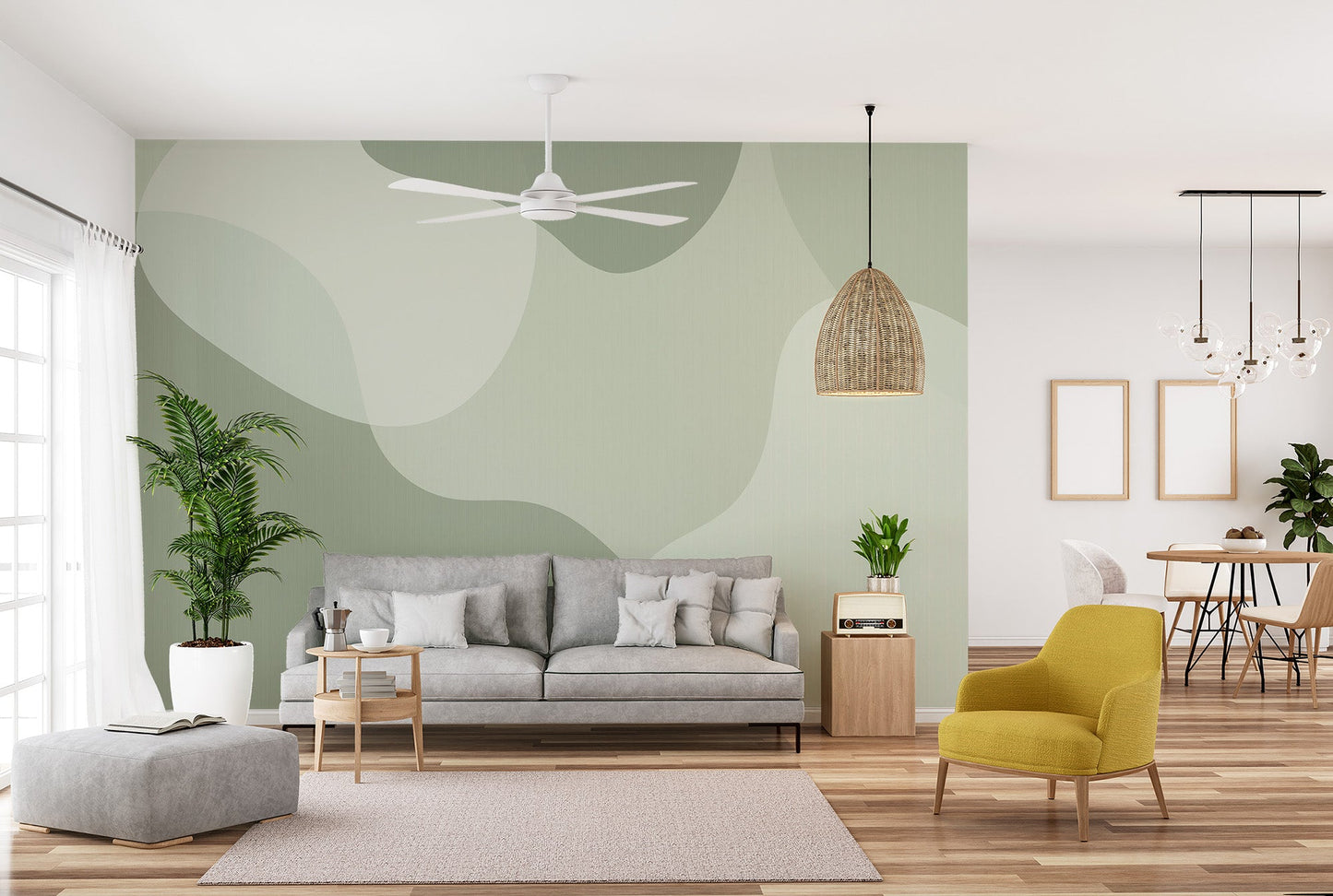 Green Abstract Wallpaper Mural with artistic flair