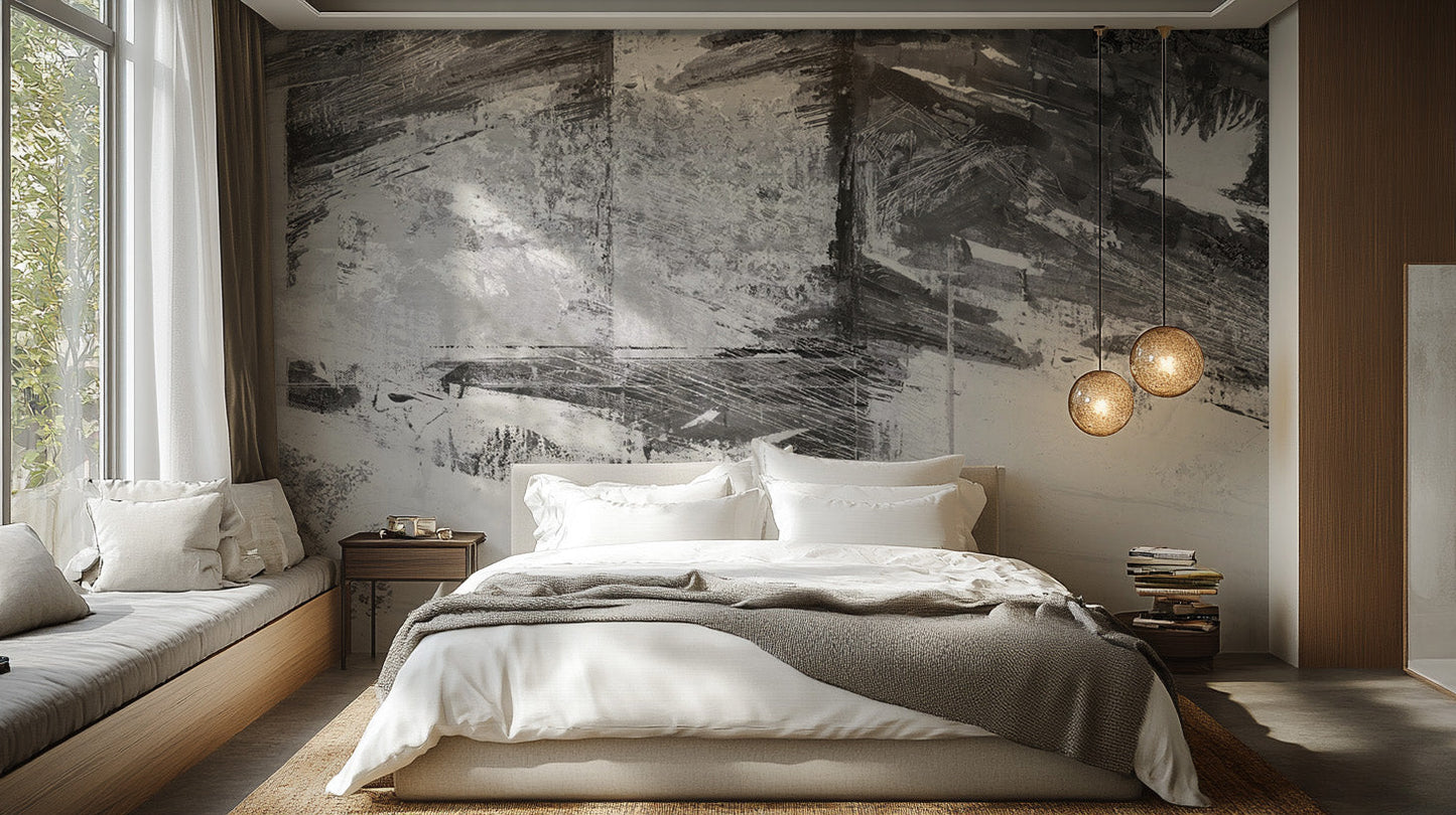 Urban-inspired grunge fusion wallpaper with textured layers.