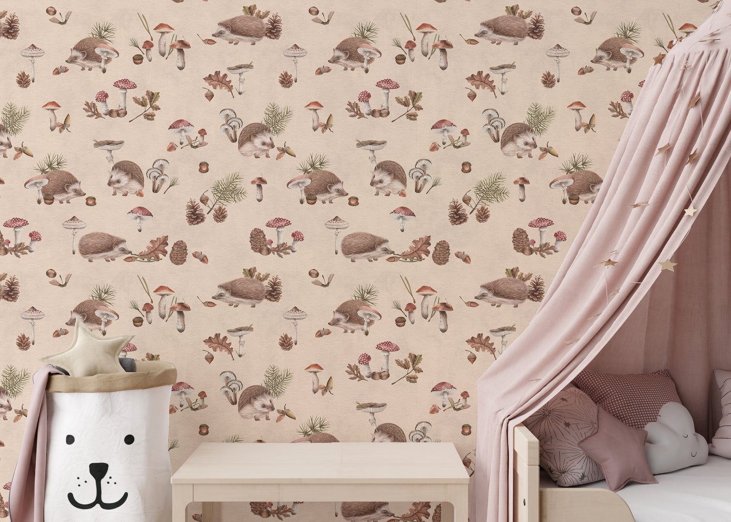 Gender-neutral forest animal wallpaper