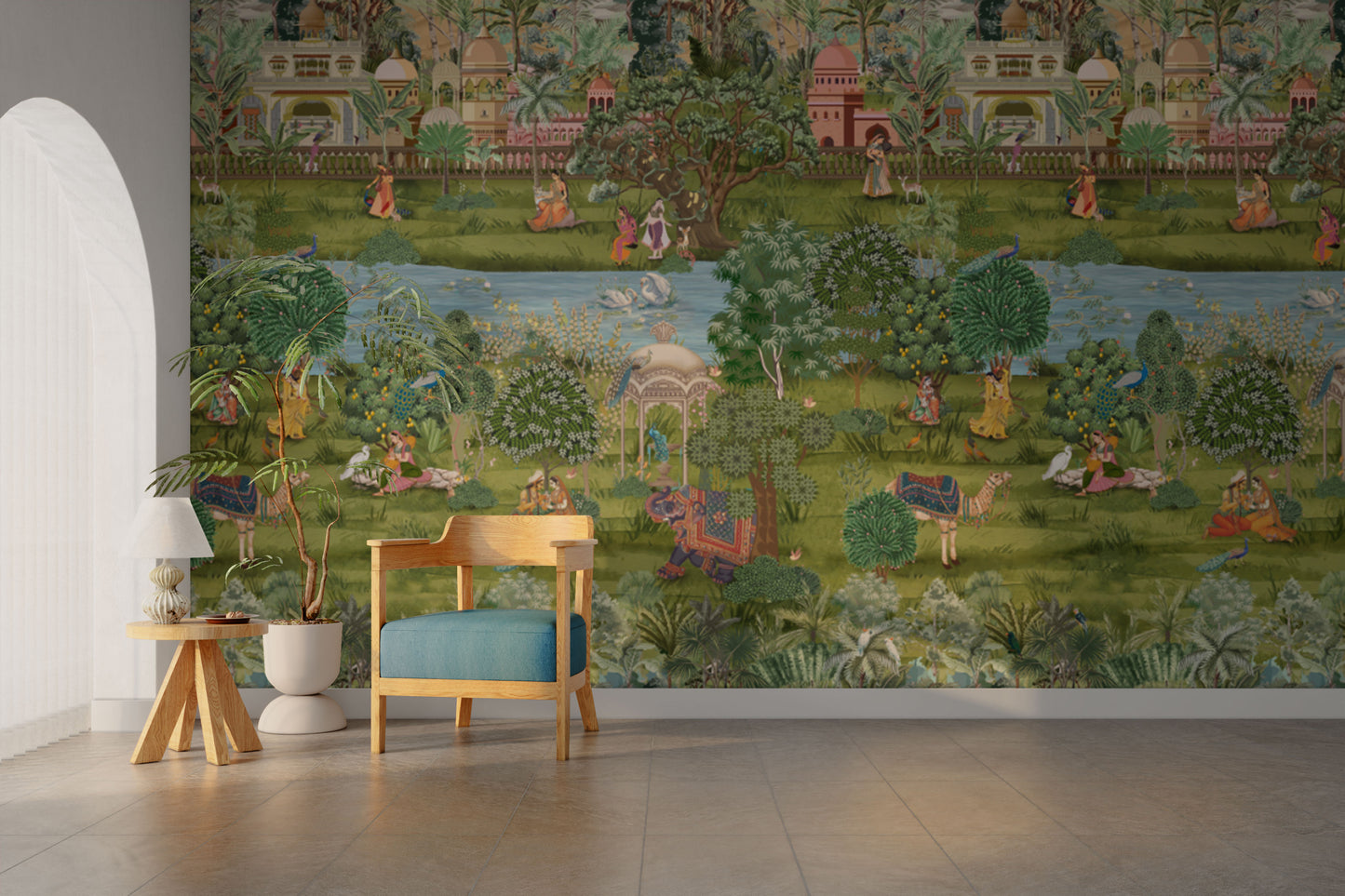 Majestic courtyard themed wall design