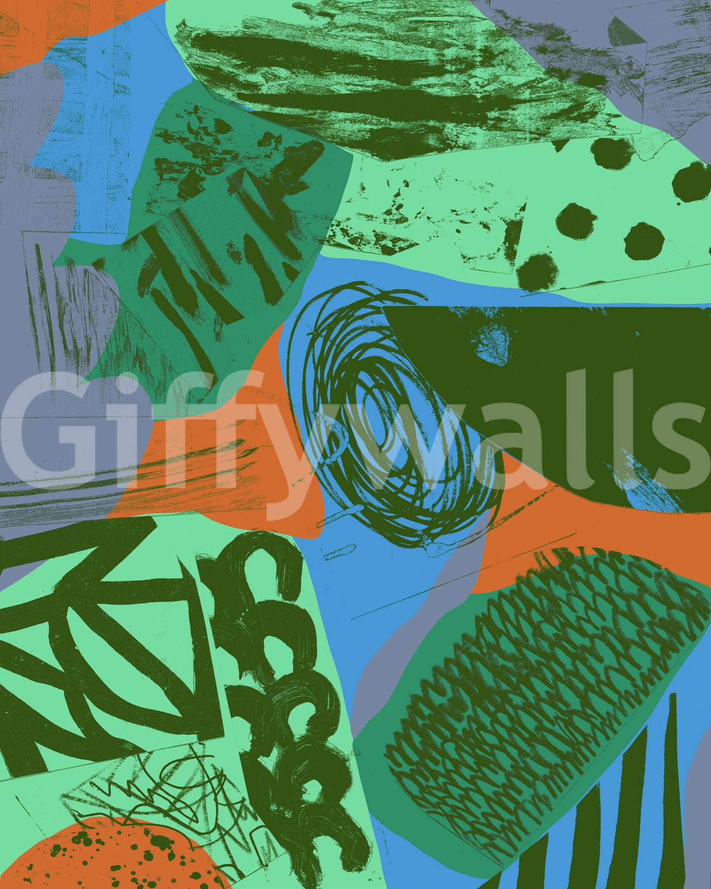 90 orange blue Wall Mural