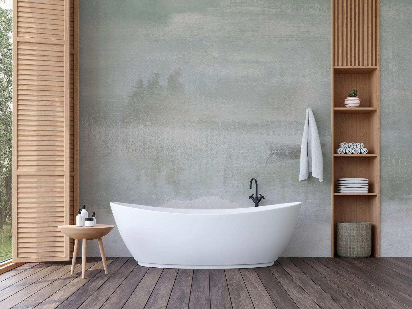 Peaceful Foggy Lake View Wallpaper