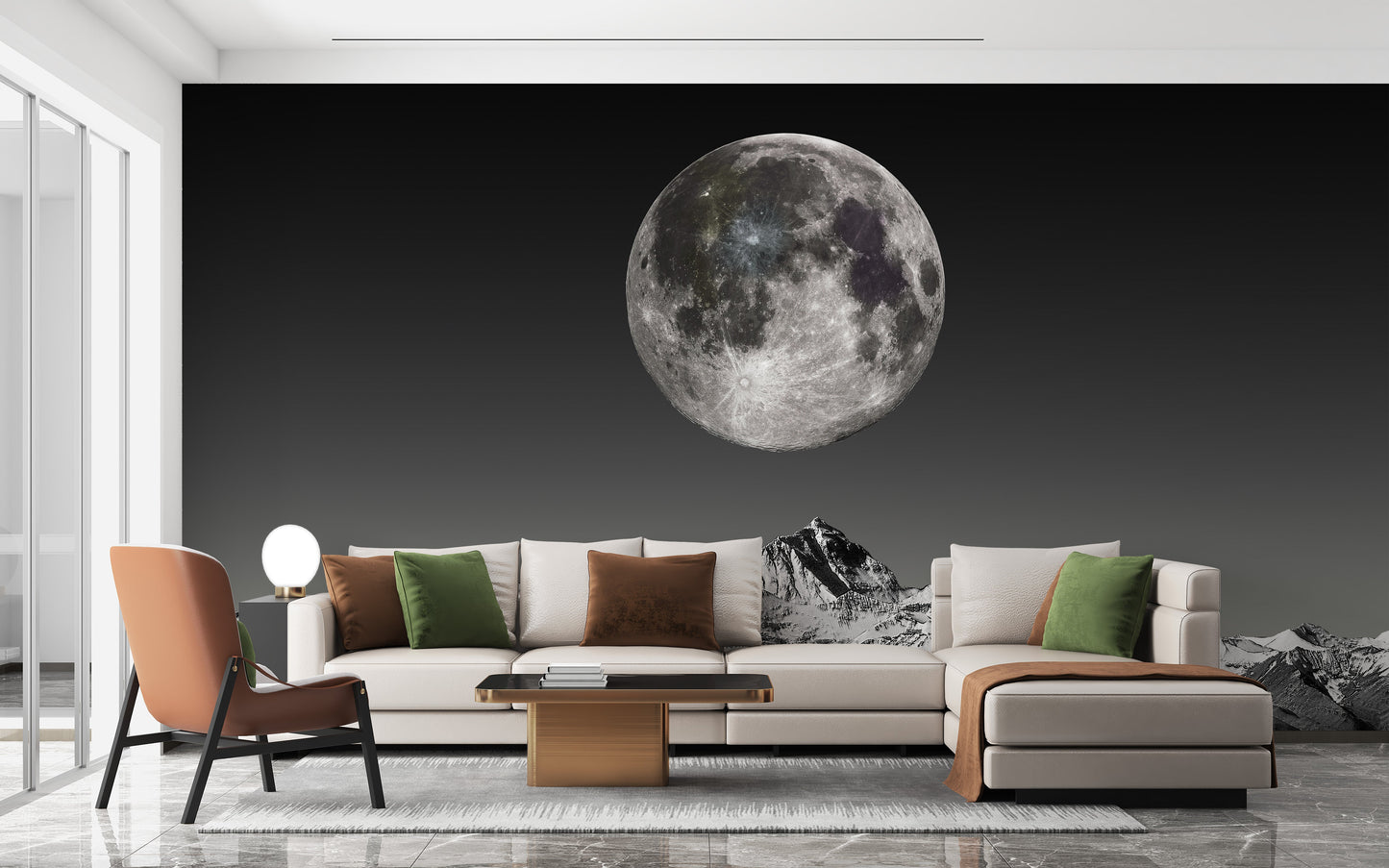 Dramatic black and white moonlit wall design