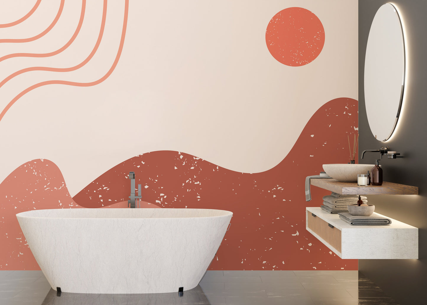 Boho-inspired mountain wallpaper murals