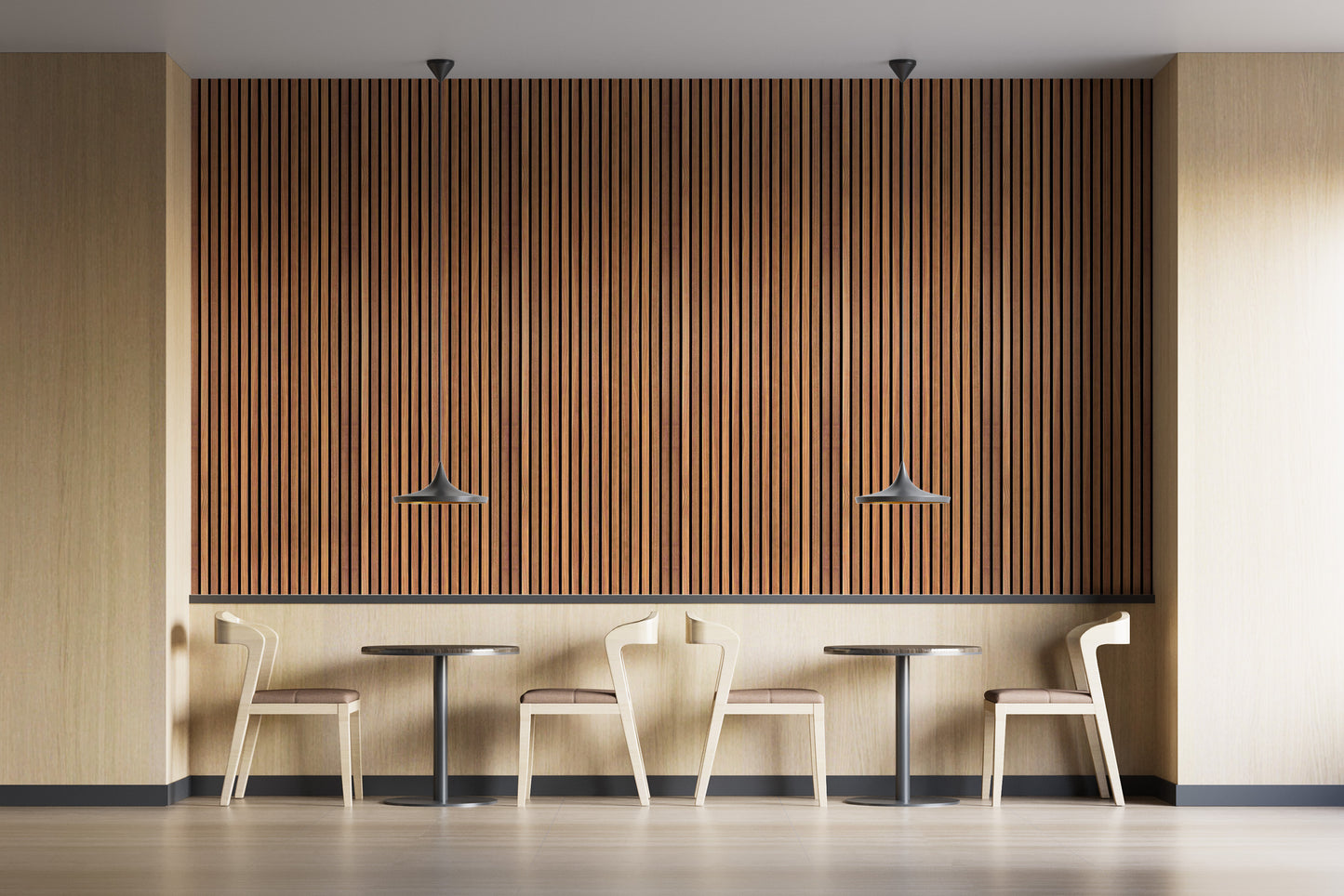 Warm-toned striped wood wall covering