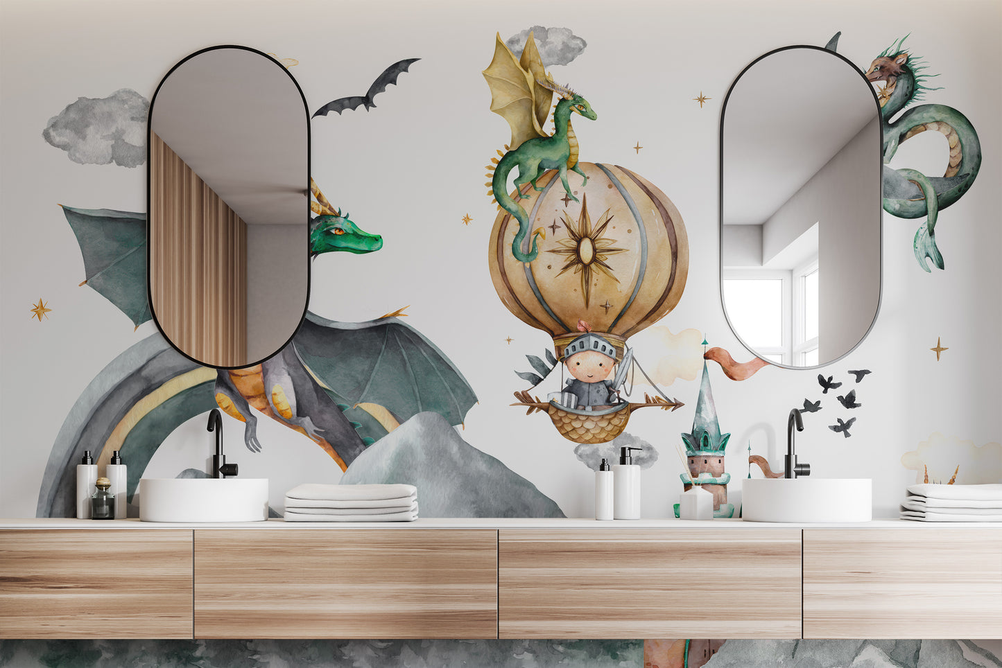 Dragon and mountain scenery wallpaper