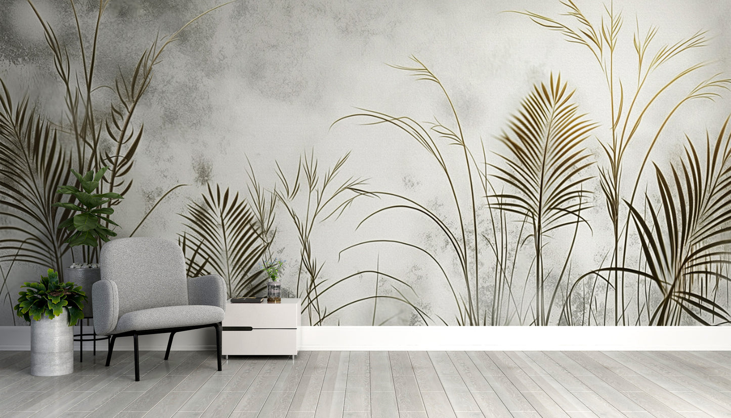 Sophisticated golden grass wall pattern