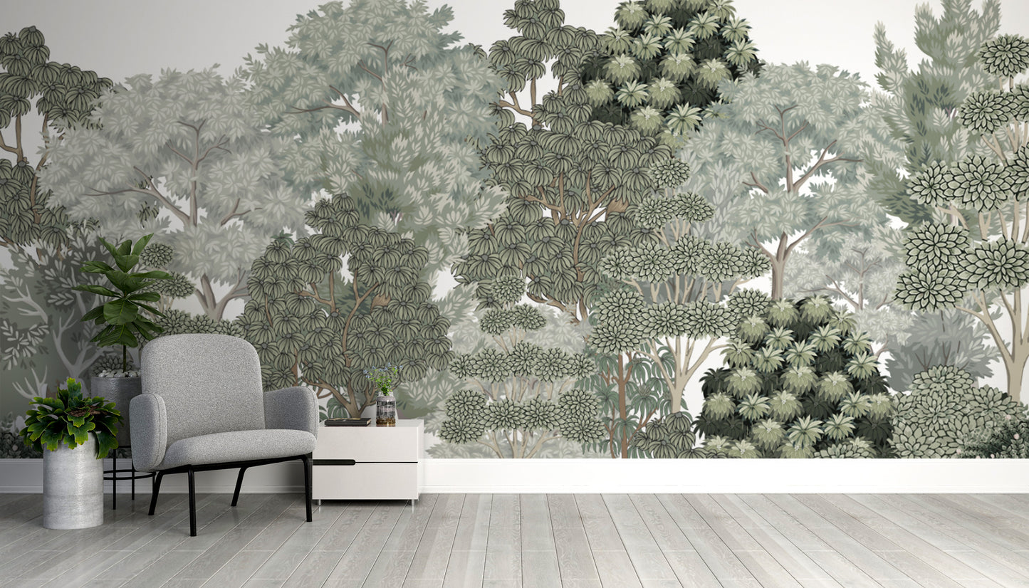 Lush tree wallpaper for nature-inspired rooms