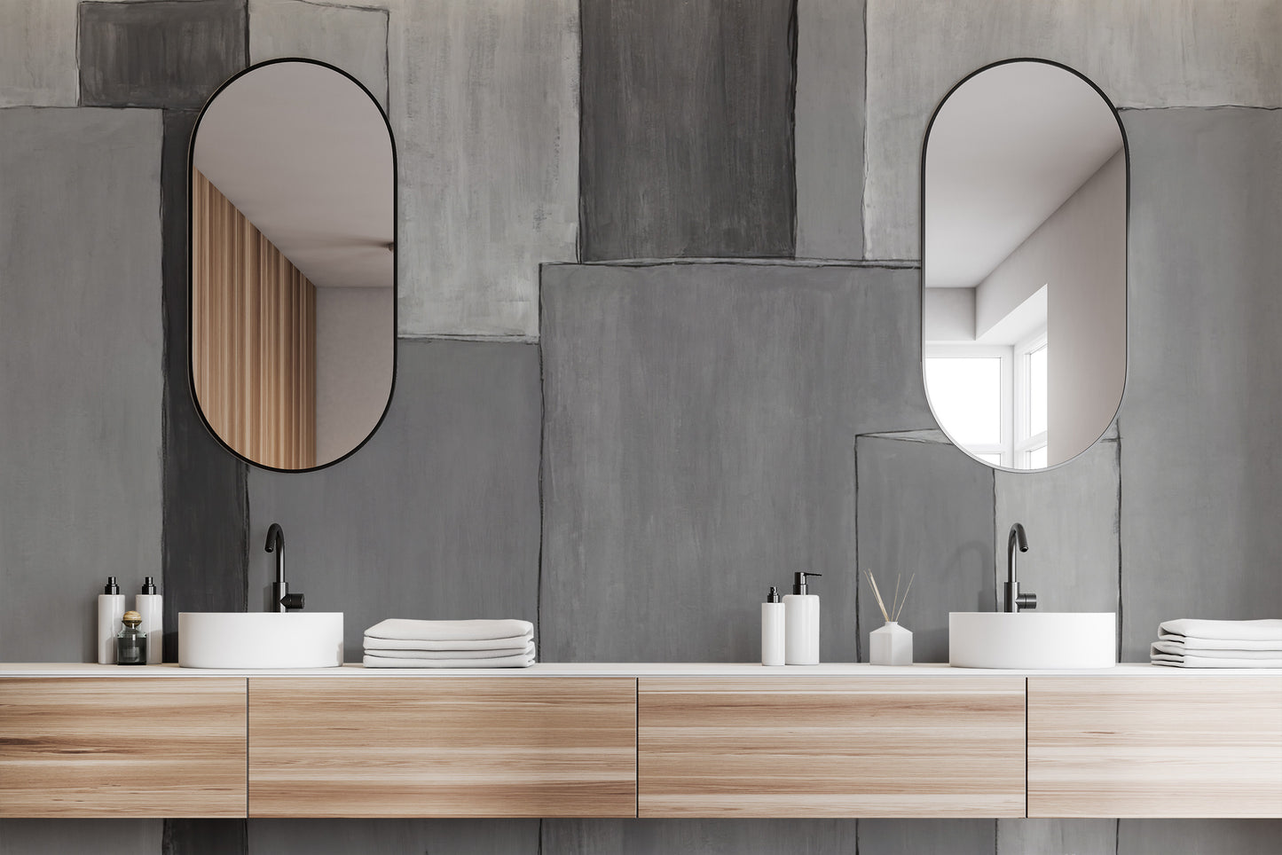 Abstract urban skyline wall mural