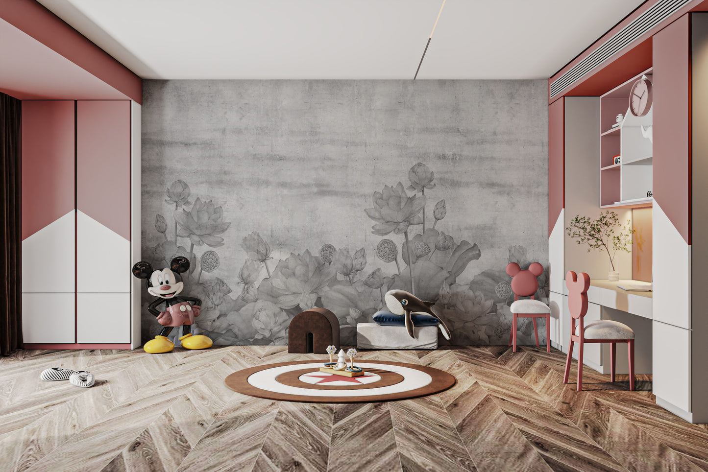 Lotus flower wall mural in soft tones