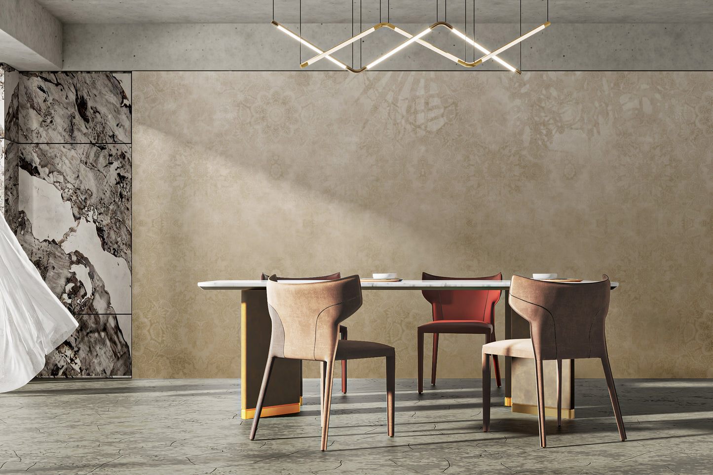 Traditional gold damask wallpaper