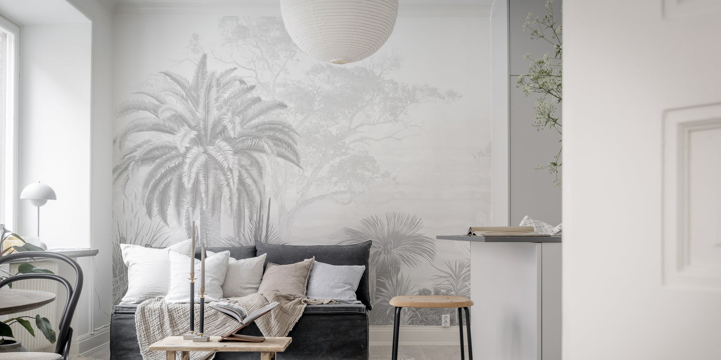 Nature-inspired misty tropical mural