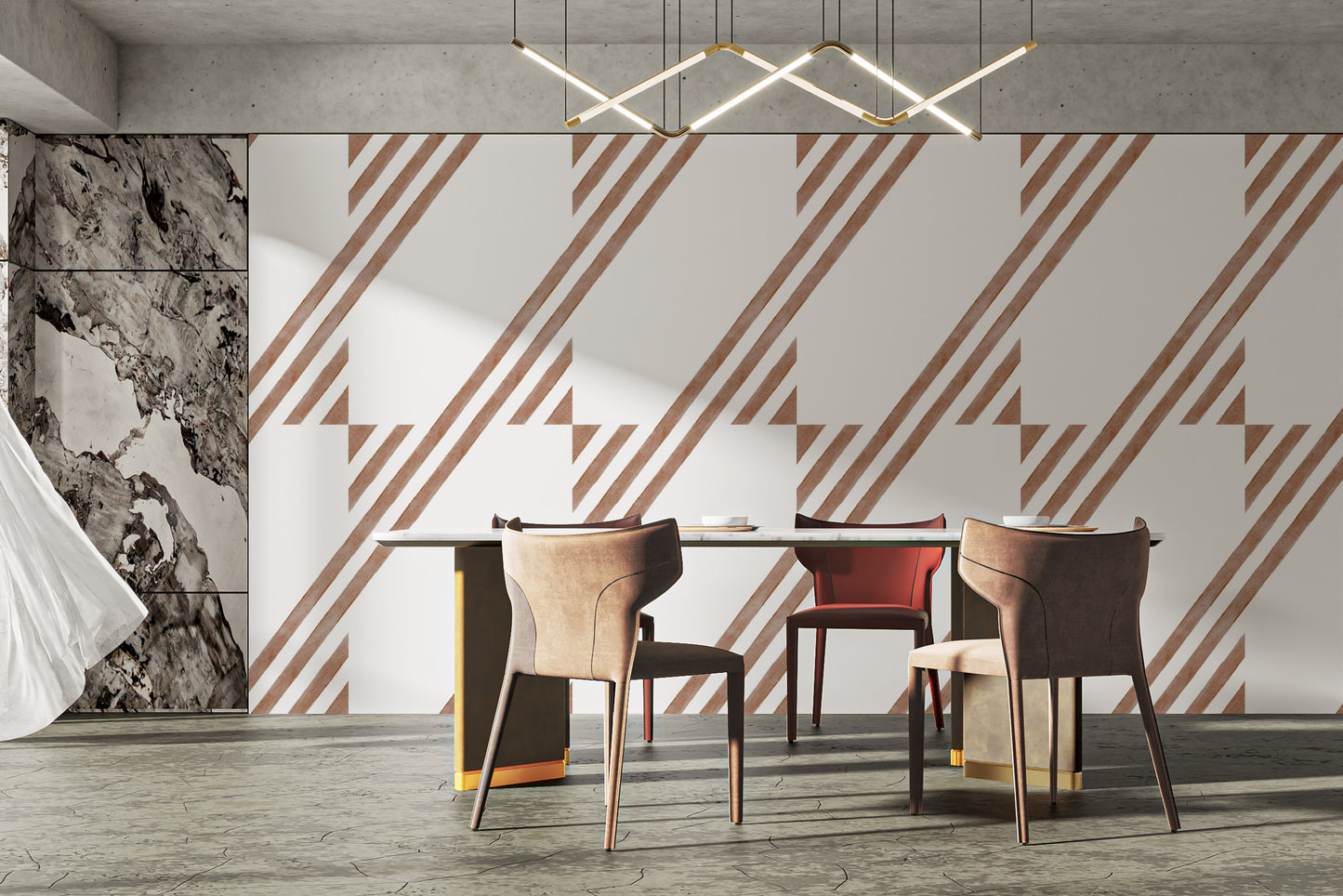 Terracotta geometric pattern wallpaper