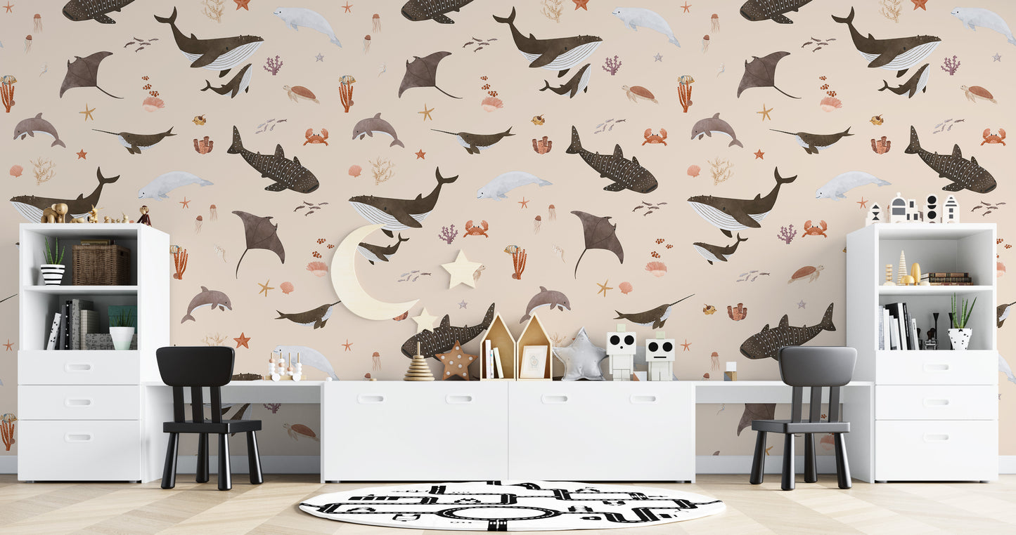 Tranquil ocean giants wallpaper theme