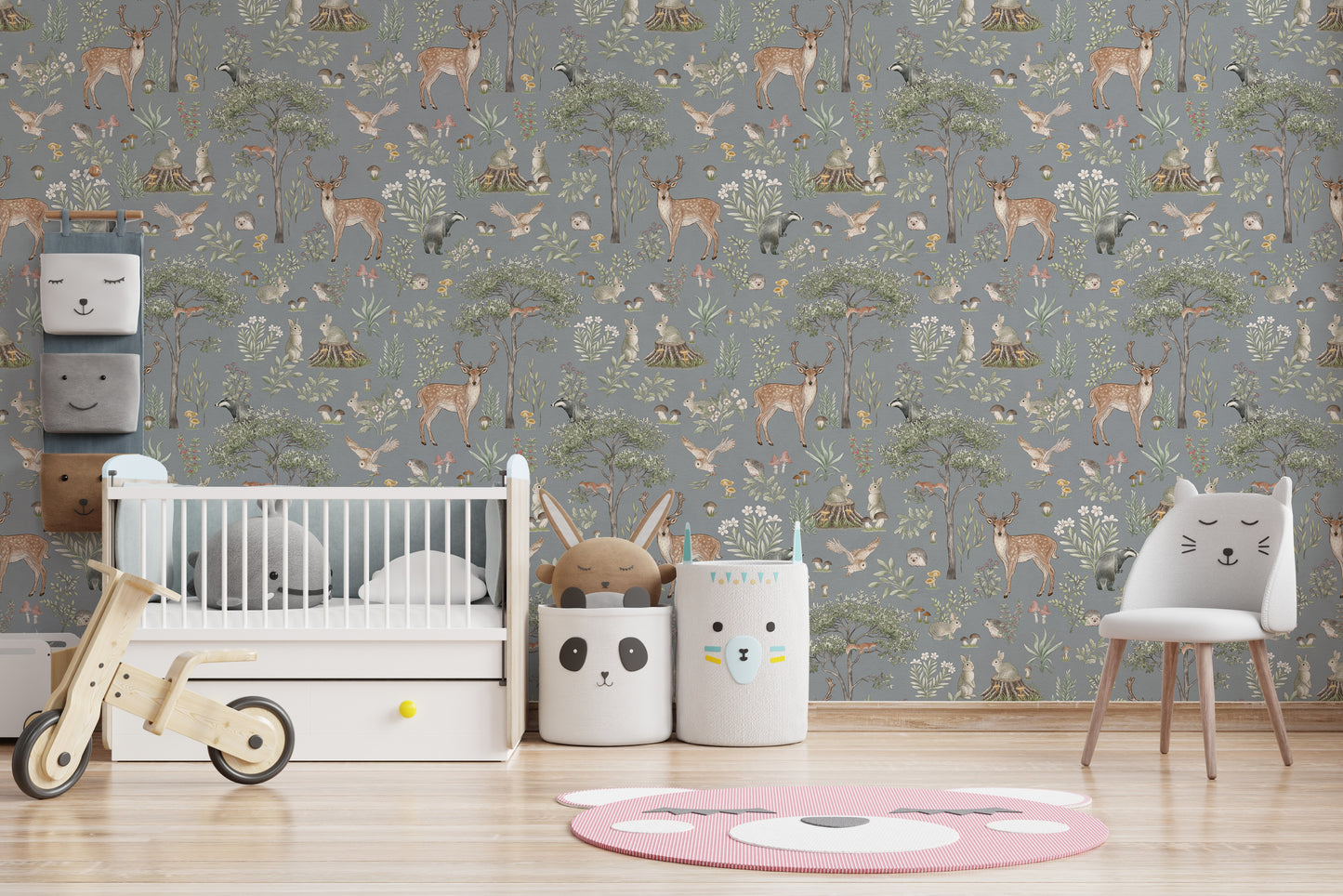Storybook-style wildlife wallpaper