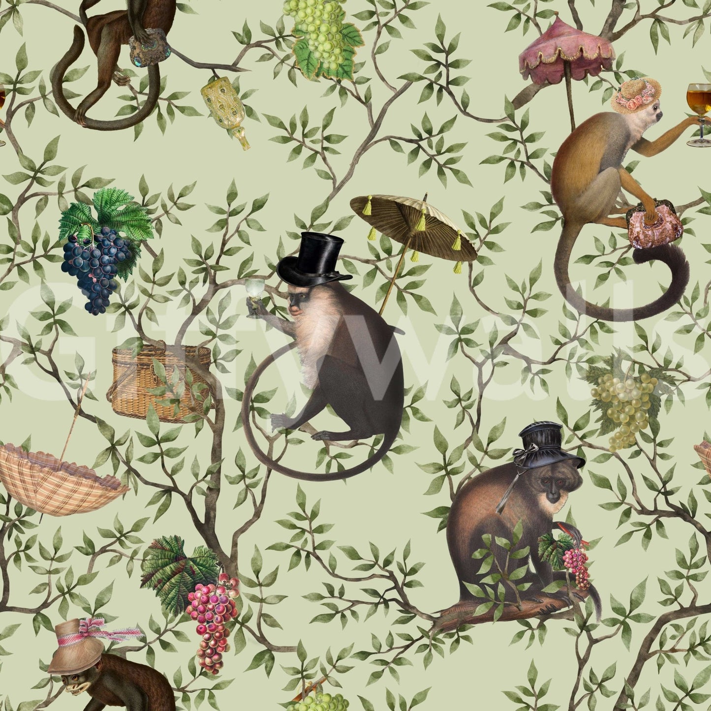 A Primate's Afternoon Tea Wallpaper