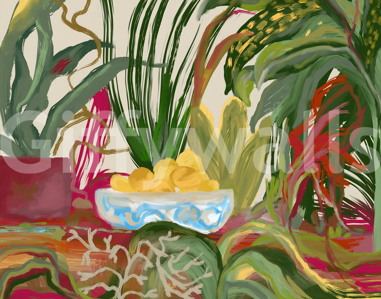 Abstract Eden Botanical still life lemons Wall Mural