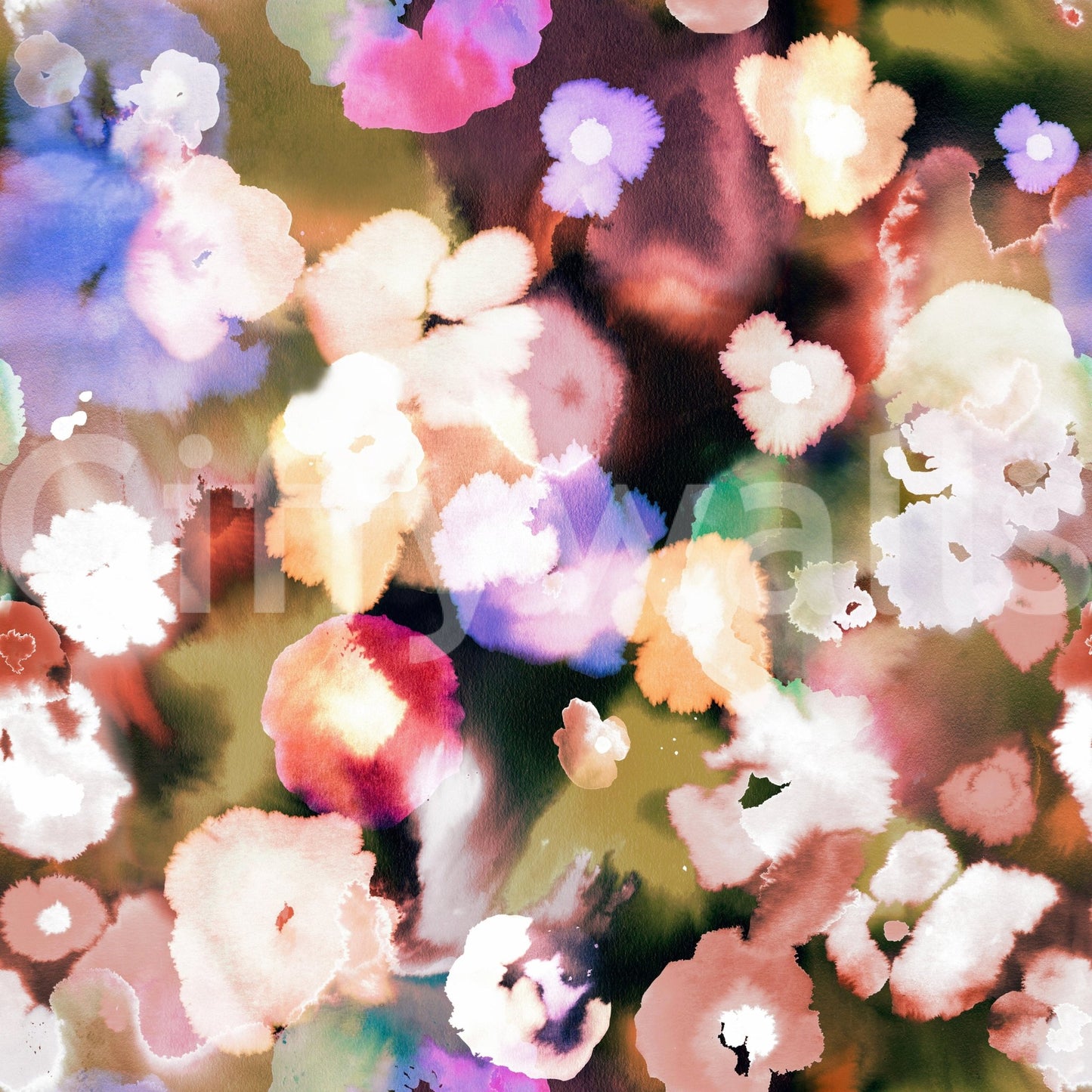 Sunset tones flower mural print