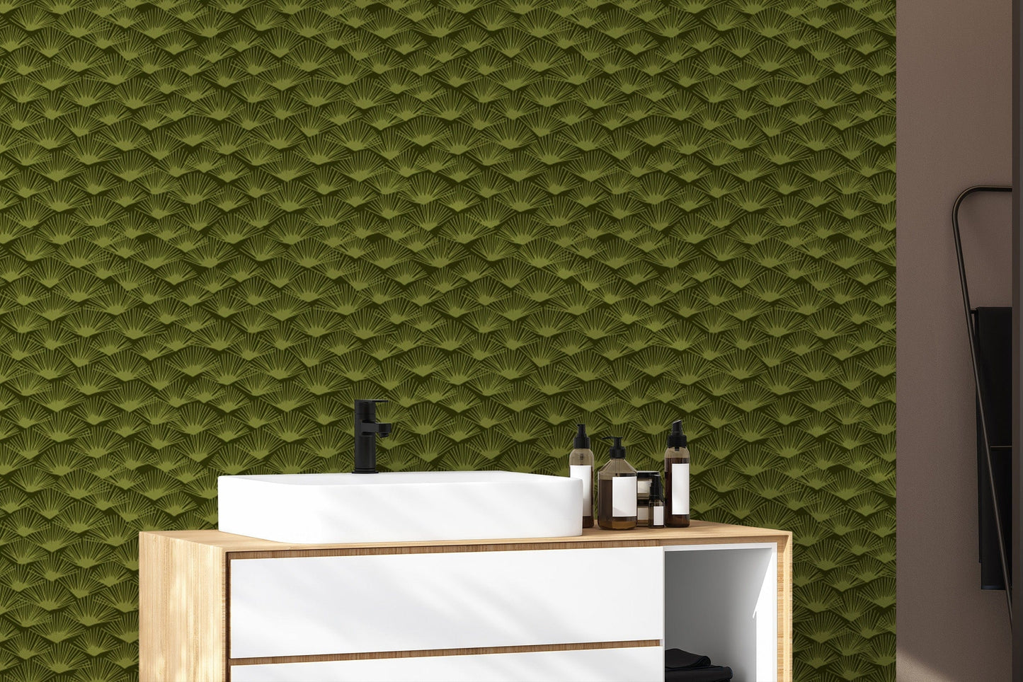 Earthy Mystic Moss Fanfare wallpaper with a botanical flair.