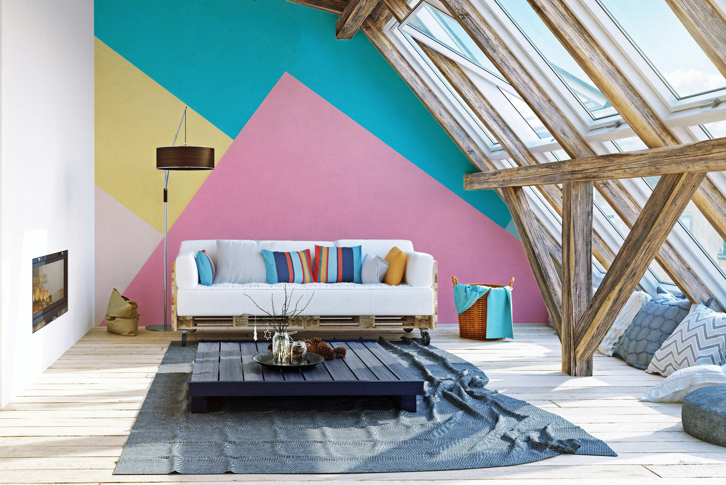 Paper collage wallpaper mural