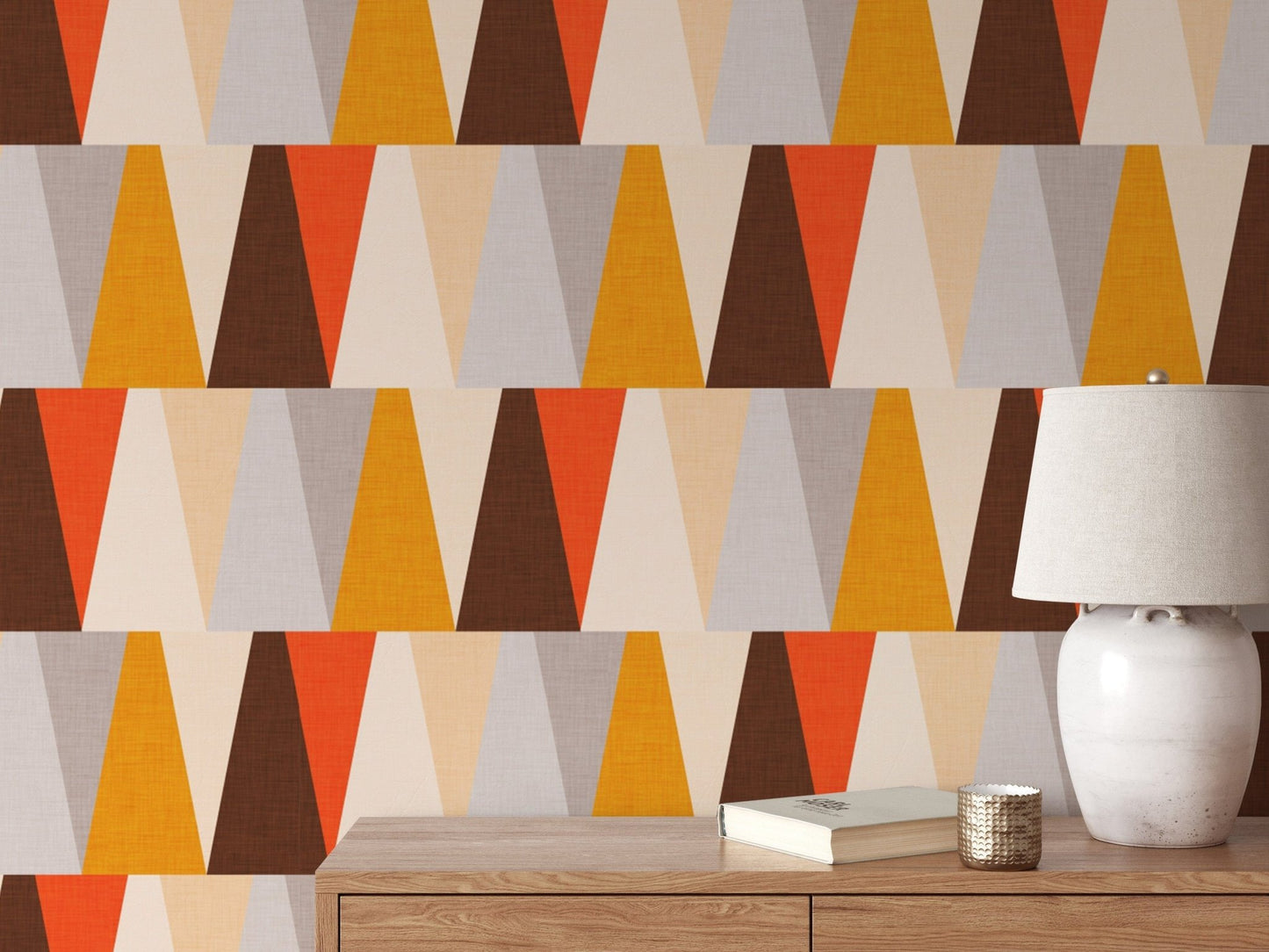 Geometric wallpaper featuring triangular shapes