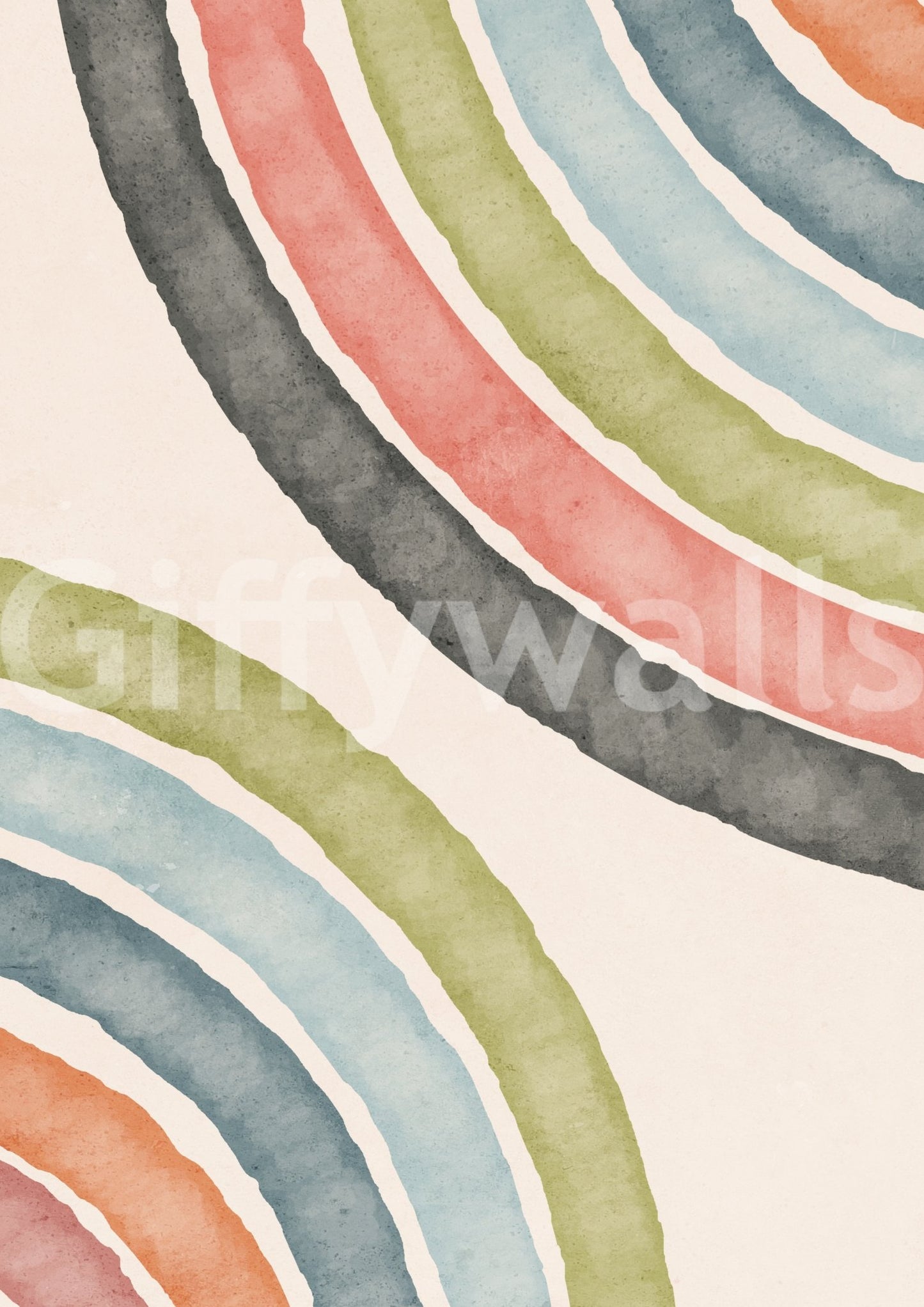 Abstract Watercolor Arcs Wall Mural