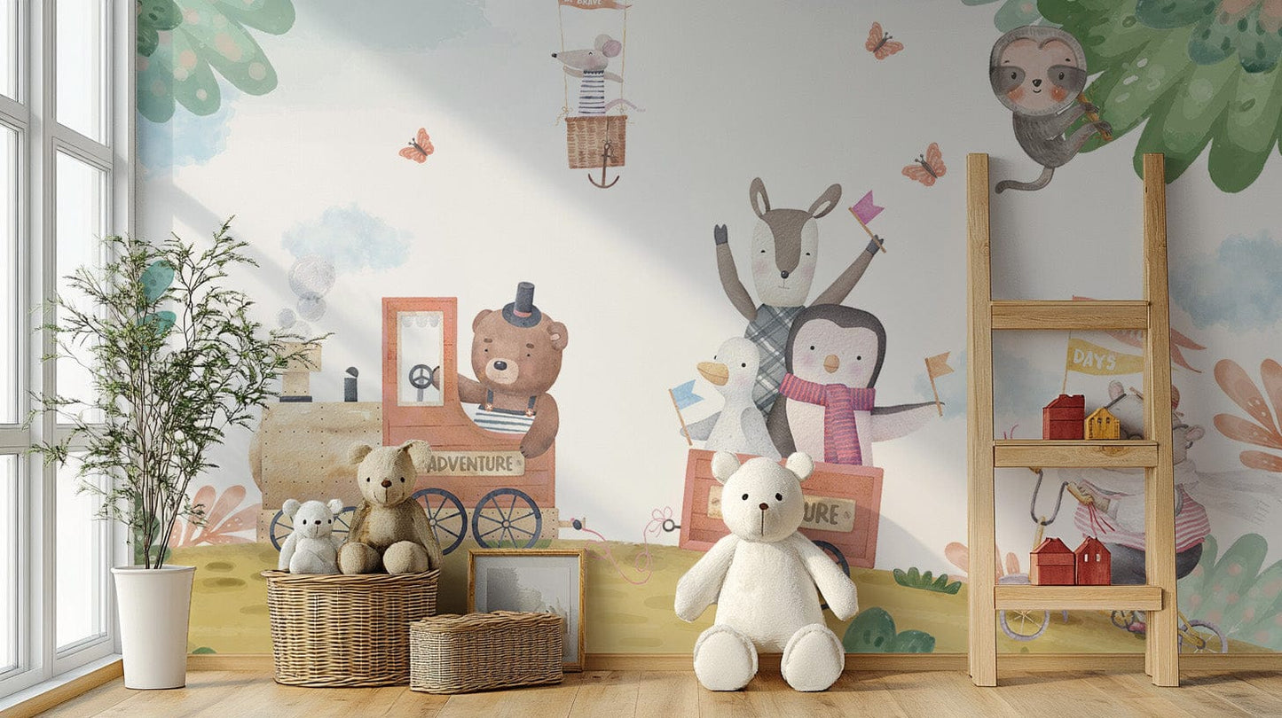 Adventure Days Animal Train Wallpaper Mural