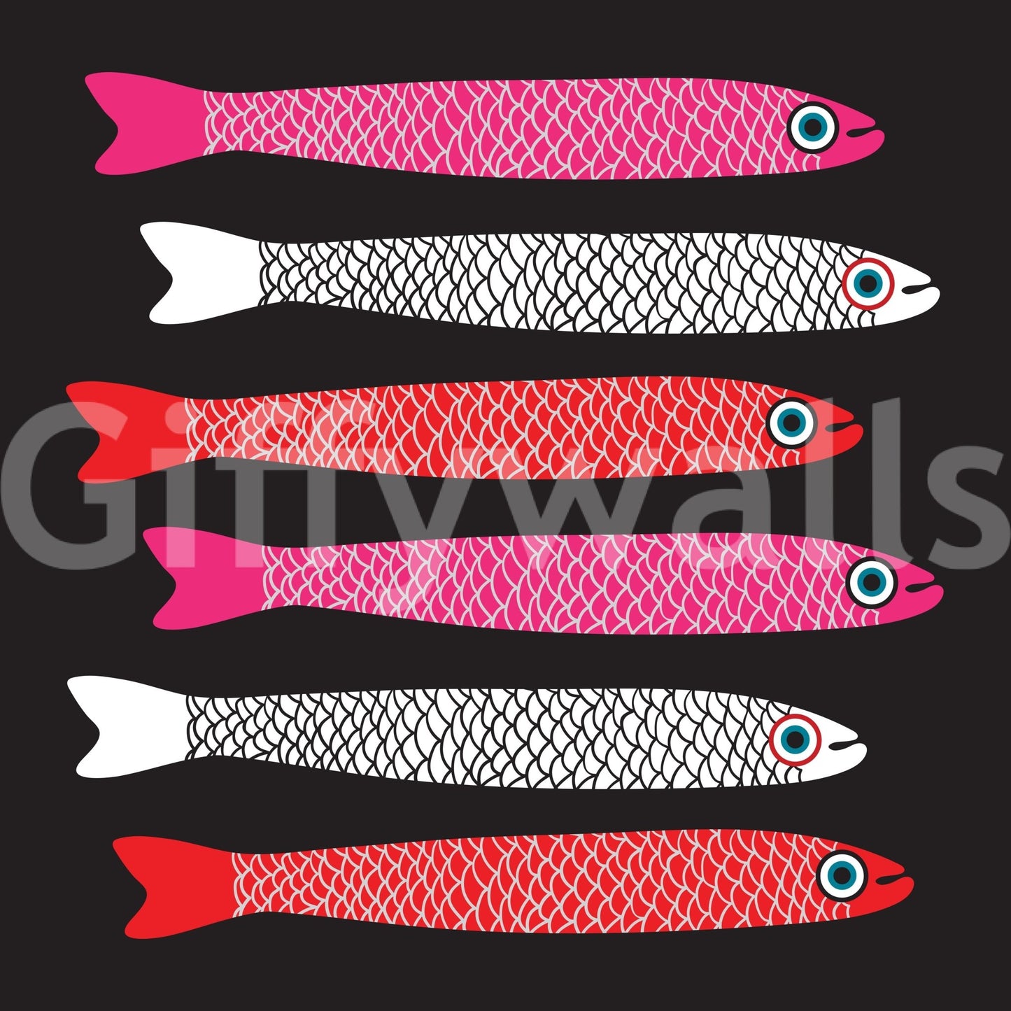 Stylish fish mural for bold spaces