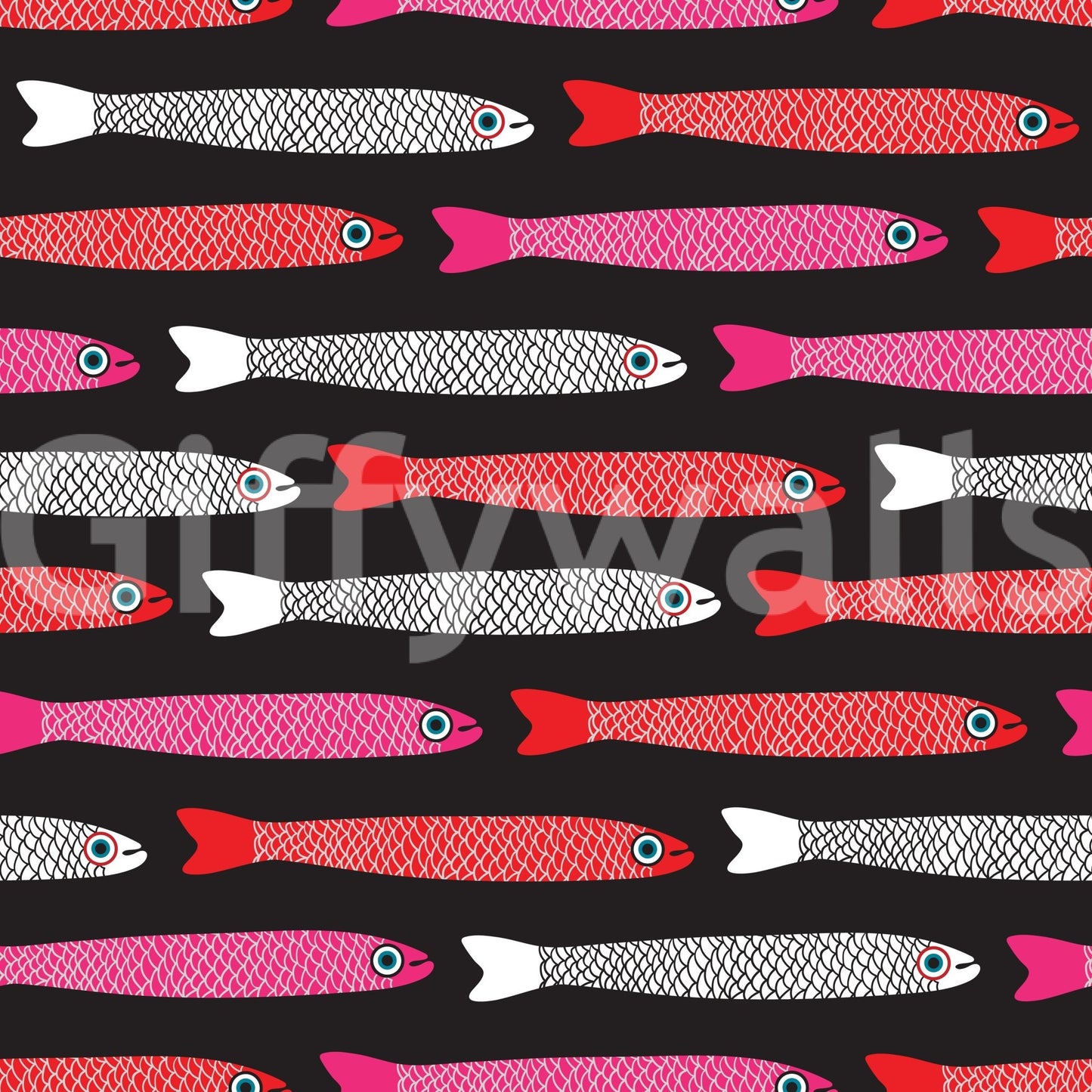 Retro seafood theme wall mural