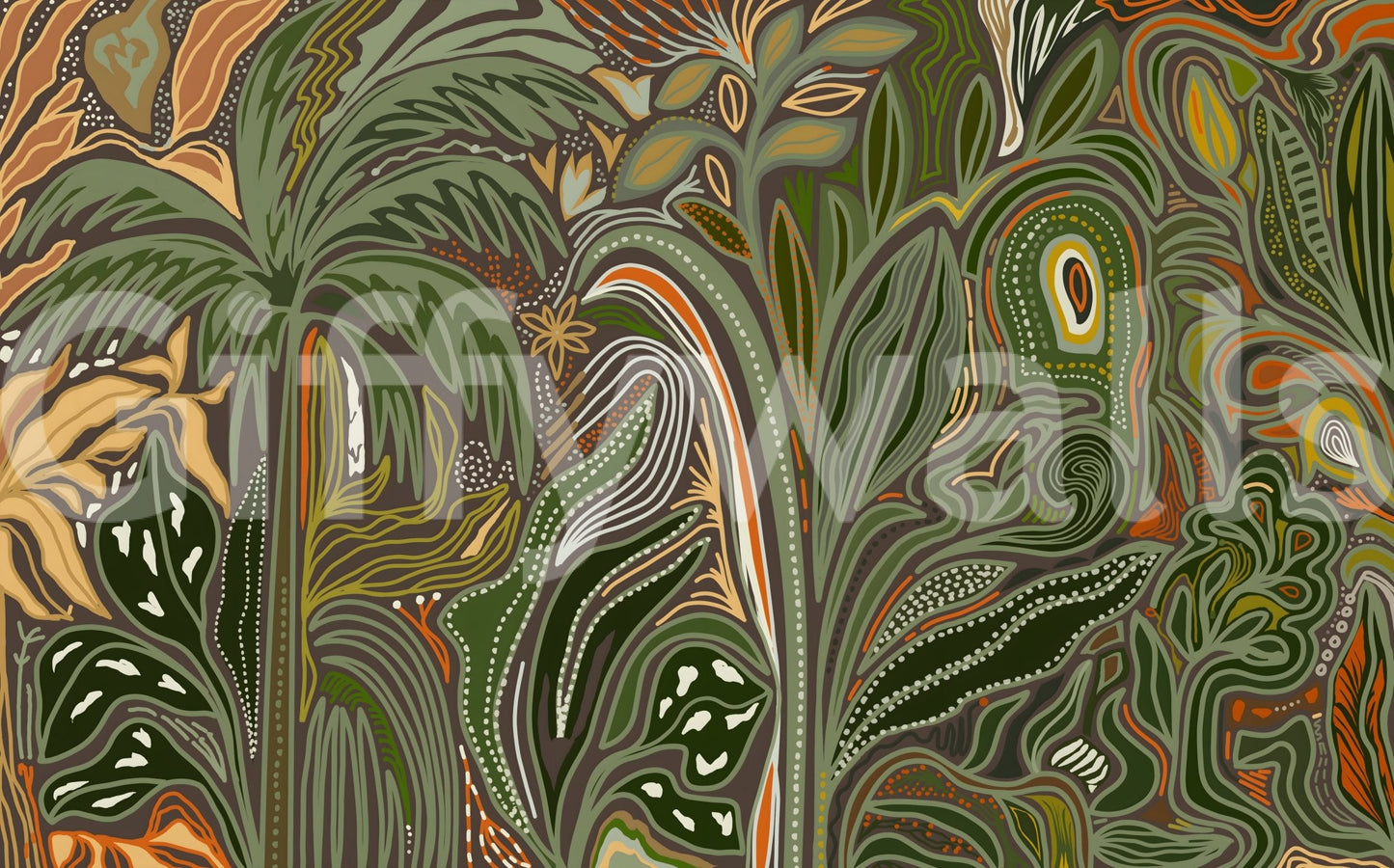 Arboreal Reverie Jungle Palm Grove Tropical Abstract Wall Mural