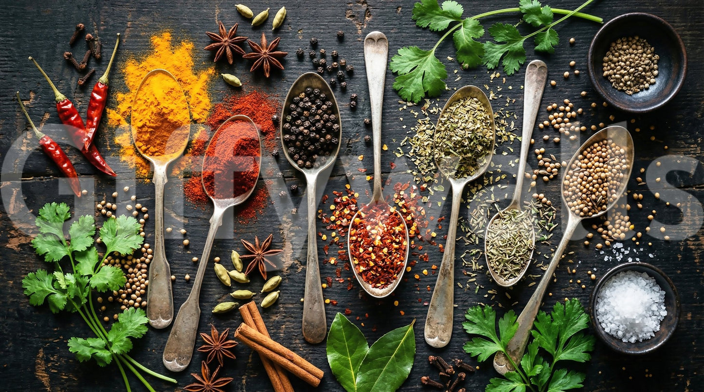 Aromatic Spice Collection wall mural showing seasoning variety