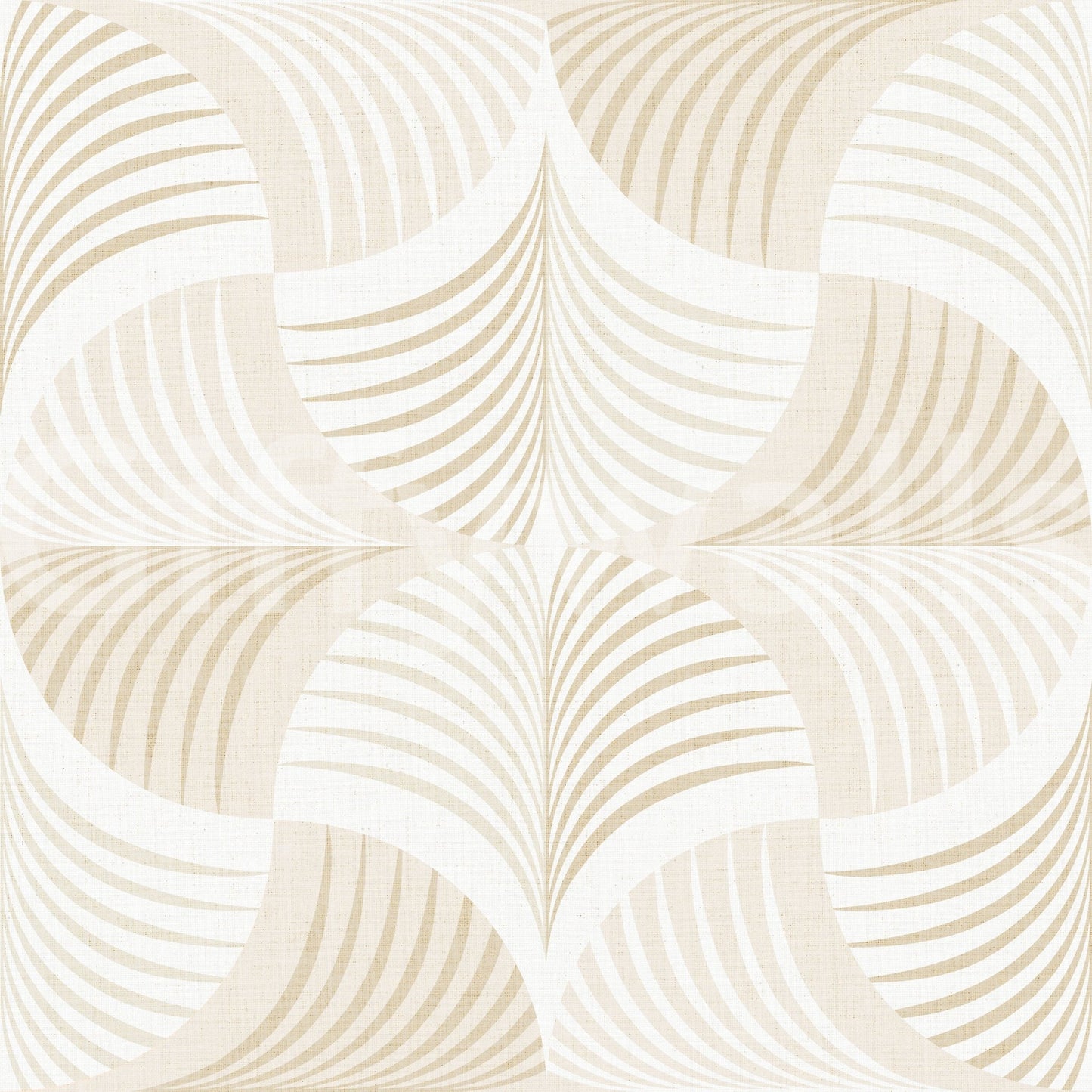 Art Deco Botanical Palm Fan - Soft White Beige Wallpaper