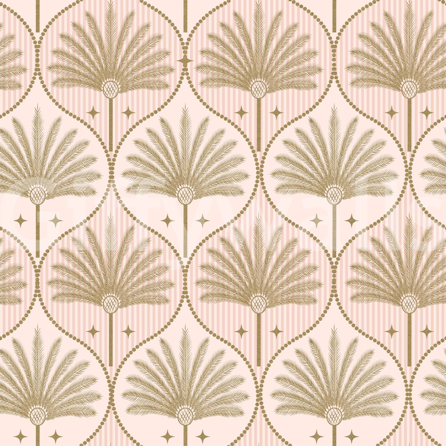 Retro-inspired wallpaper with gold detailing