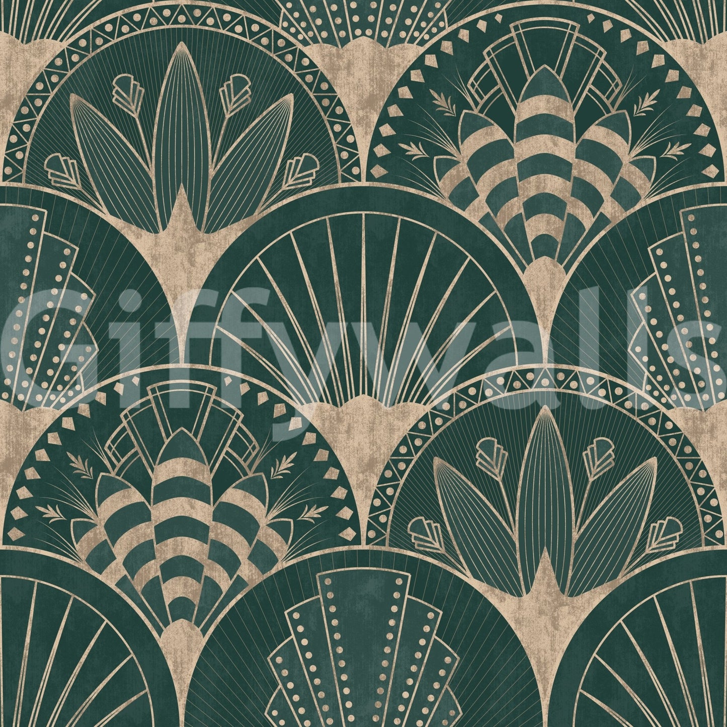 Art Deco Golden Fans Wallpaper