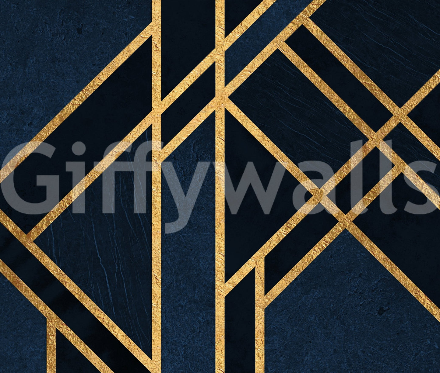 Art Deco Navy Blue and Gold Luxe Wall Mural