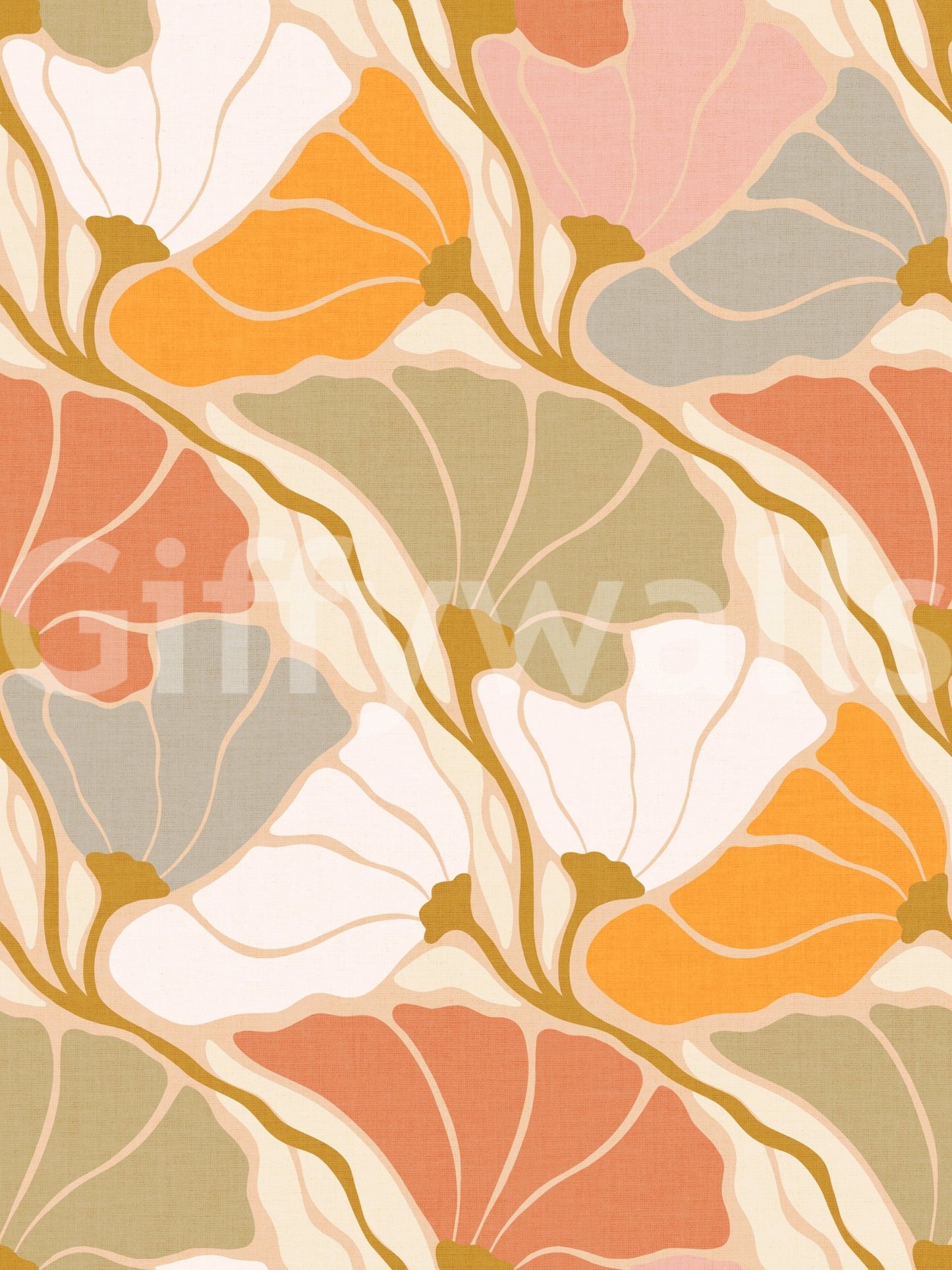 Art Nouveau Botanica Fan Flow - Cosy Blooms Wallpaper